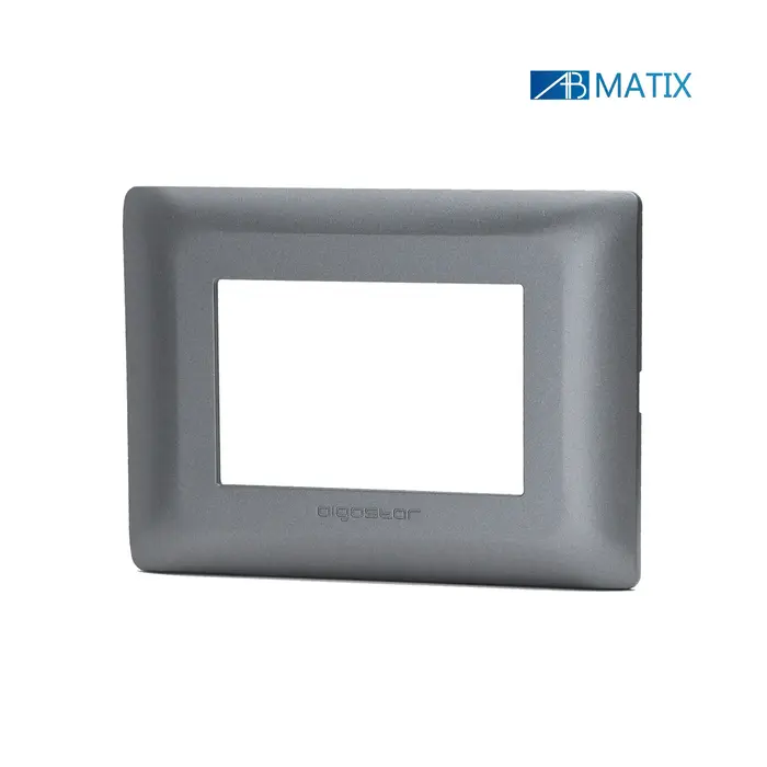 immagine del prodotto placca compatibile bticino matix colore grigio 3 fori