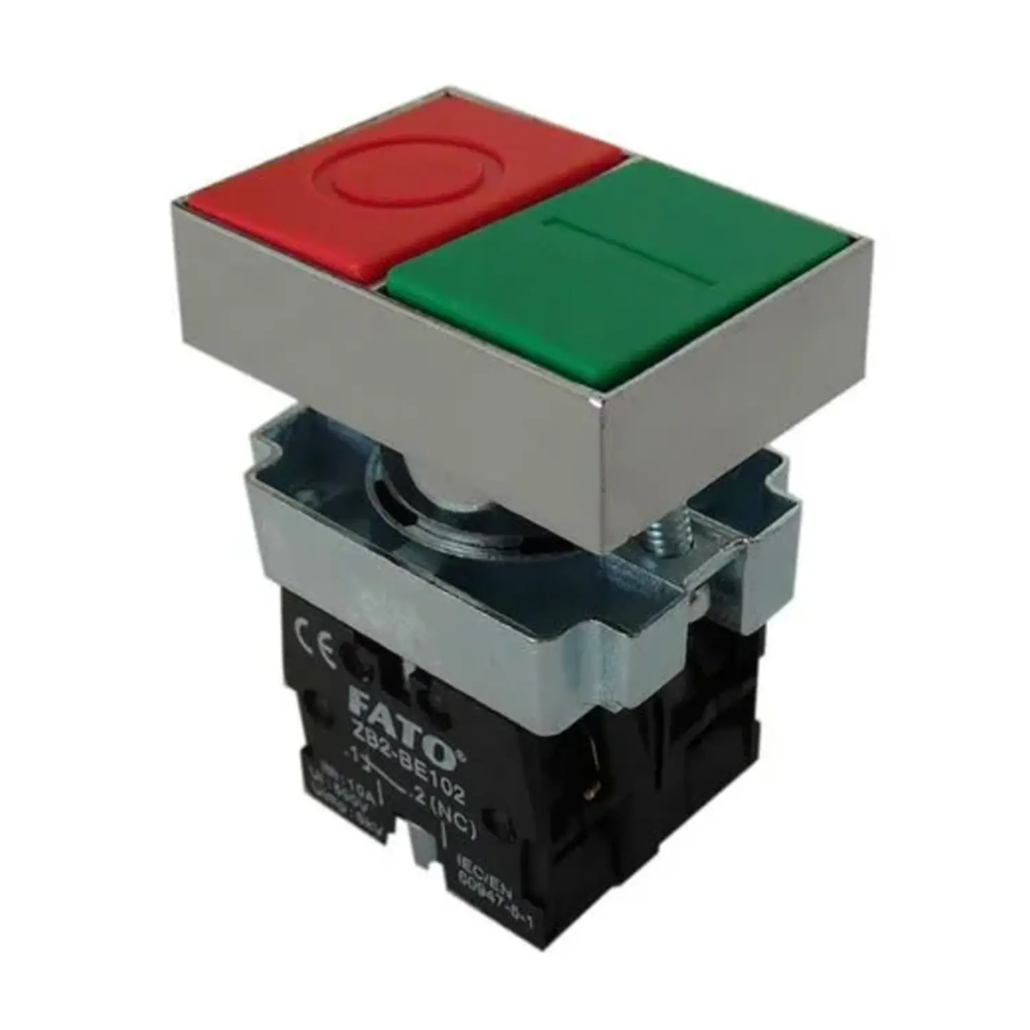 immagine del prodotto pulsante da pannello doppio 0-1 rosso e verde 600v 10A 1 na 1 nc
