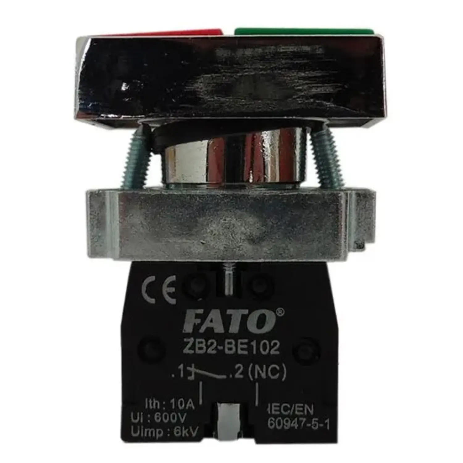 immagine pulsante da pannello doppio 0-1 rosso e verde 600v 10A 1 na 1 nc