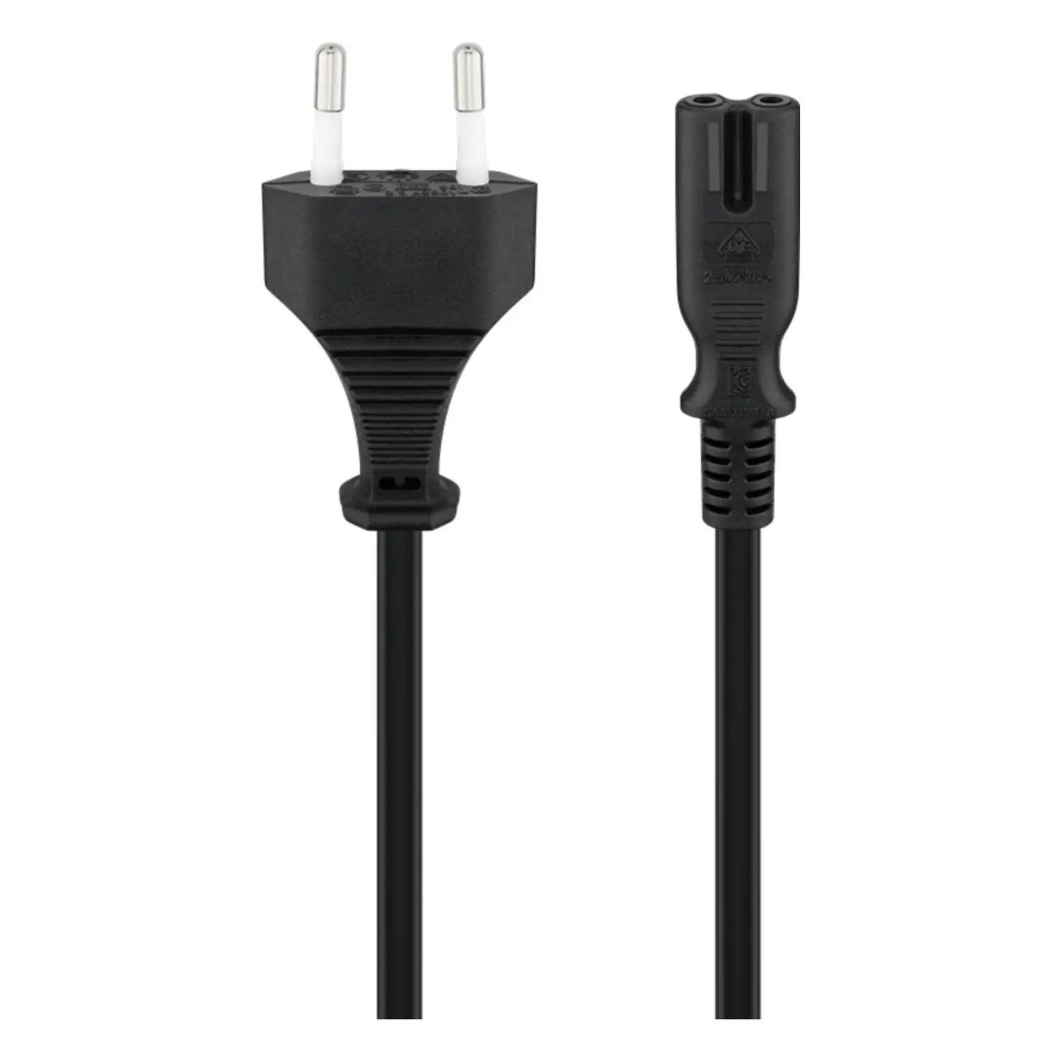 immagine cavo di alimentazione euro plug 2 solchi kema C7 videoregistratore nero 0,5 mt