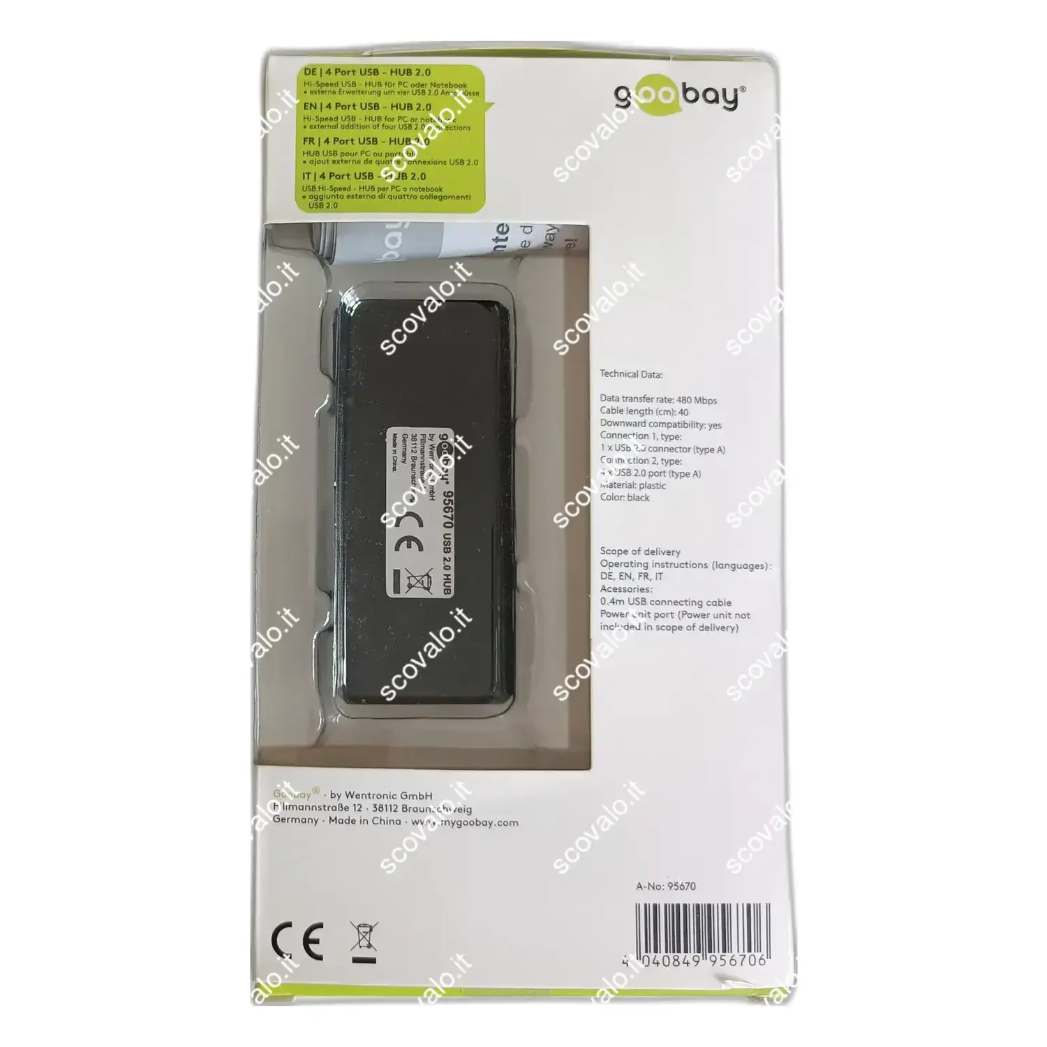 immagine 4 porte hub usb 2.0 hi-speed 4 ingressi ad alta velocità nero