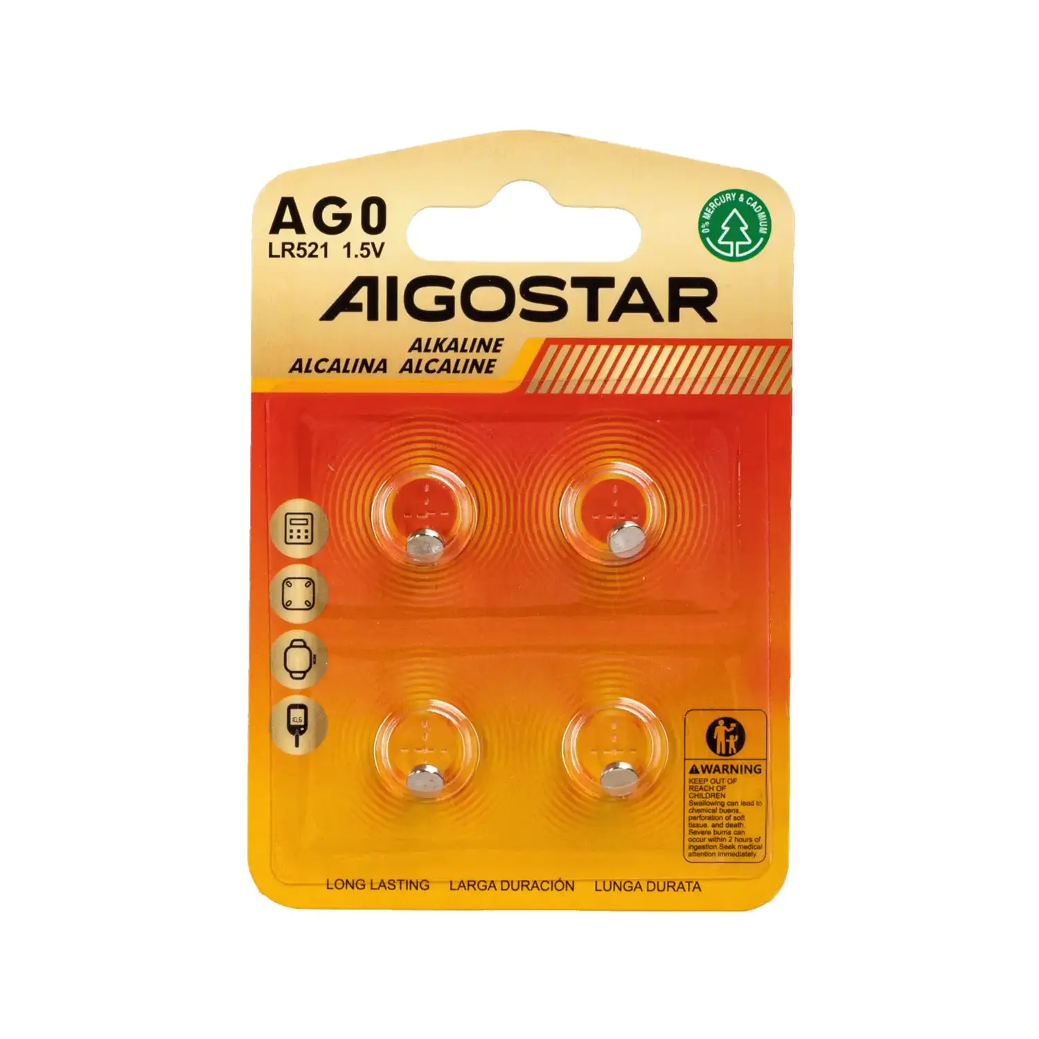 immagine del prodotto 4 x pila batteria a bottone orologio AG0 LR521 379 v379 1,55v