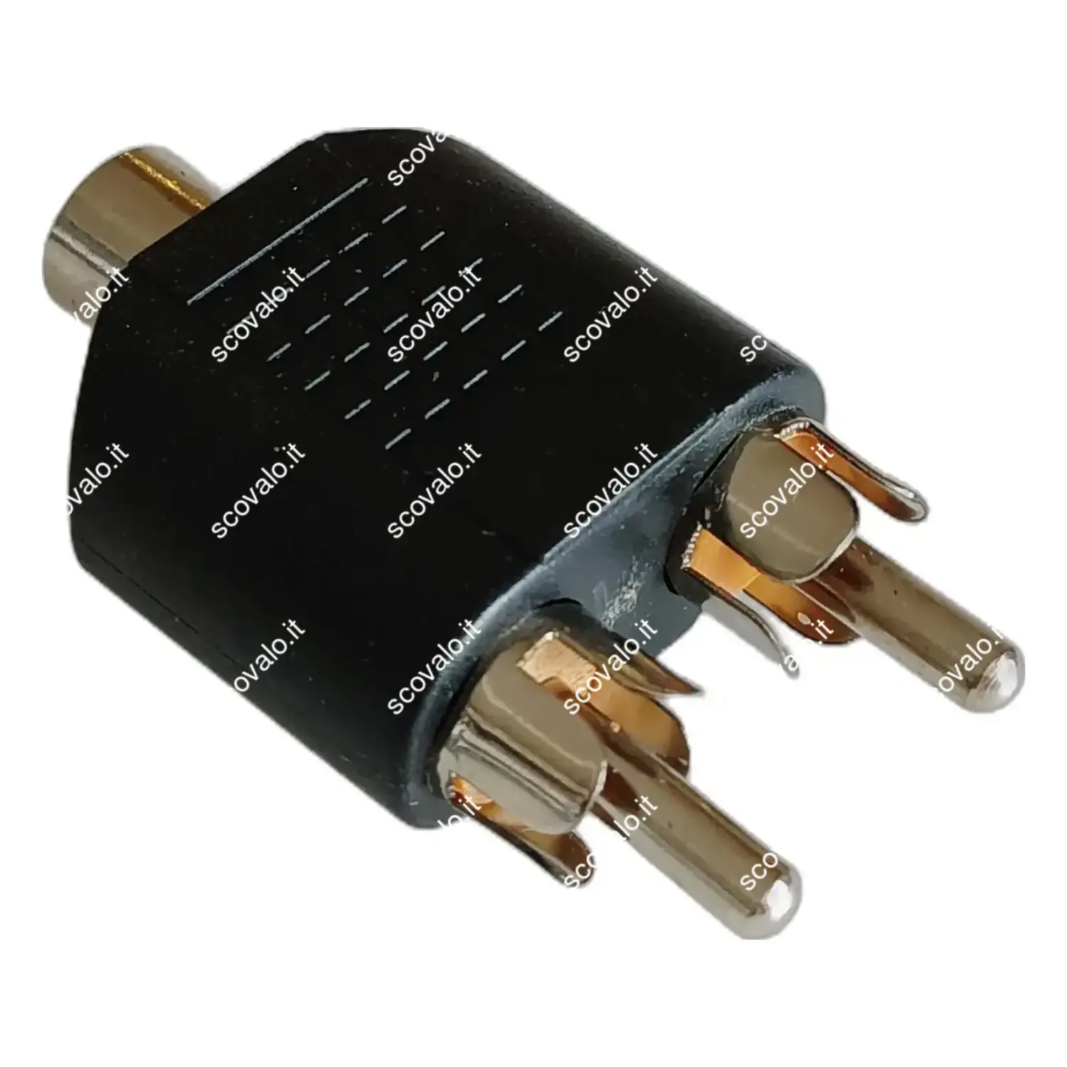 immagine adattatore audio da spina rca a presa jack 3.5 mm aux stereo