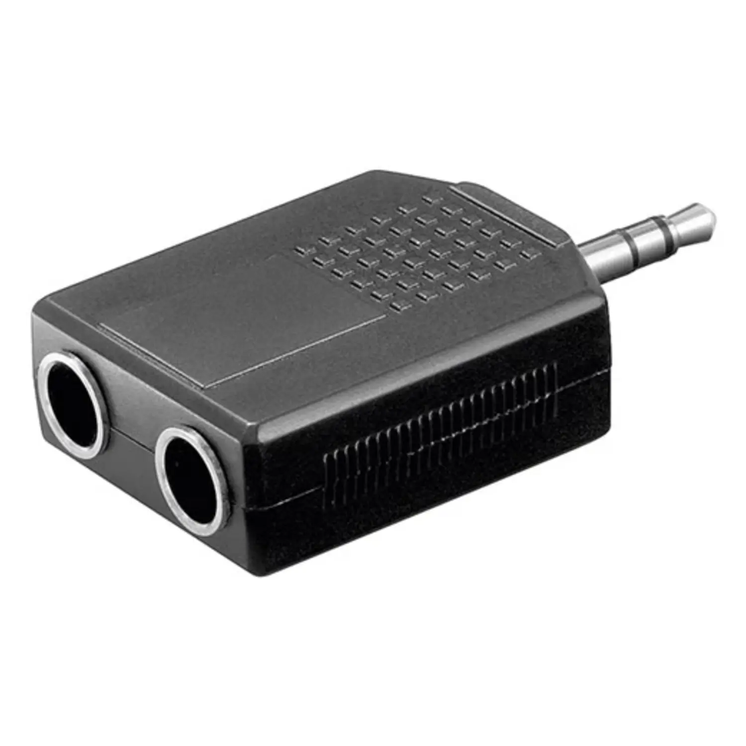 immagine adattatore audio spina jack stereo 3.5 mm a 2 x presa 6.35 mm stereo nero wnt 11890