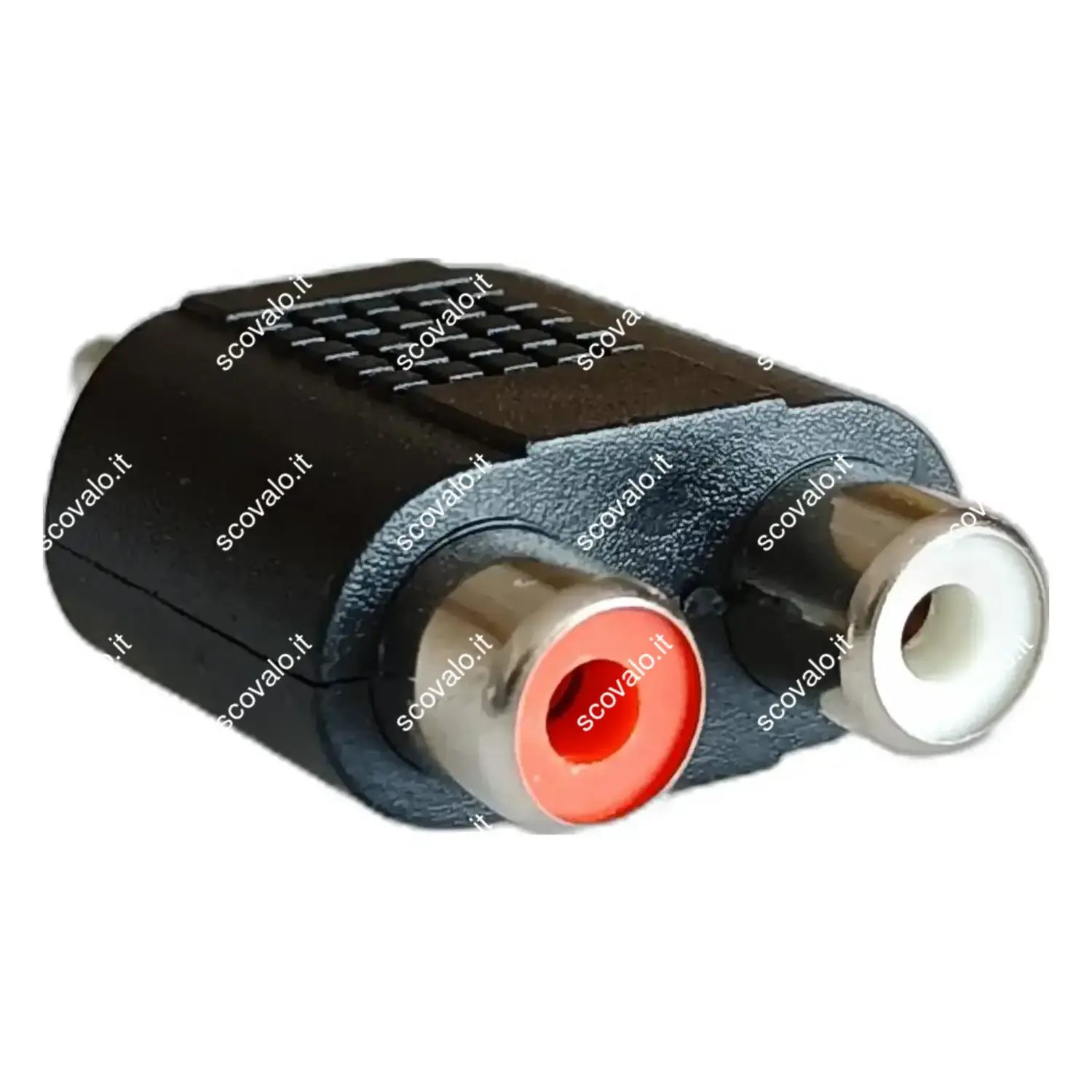 immagine adattatore audio spina jack stereo 3.5 mm a 2 x presa rca nero