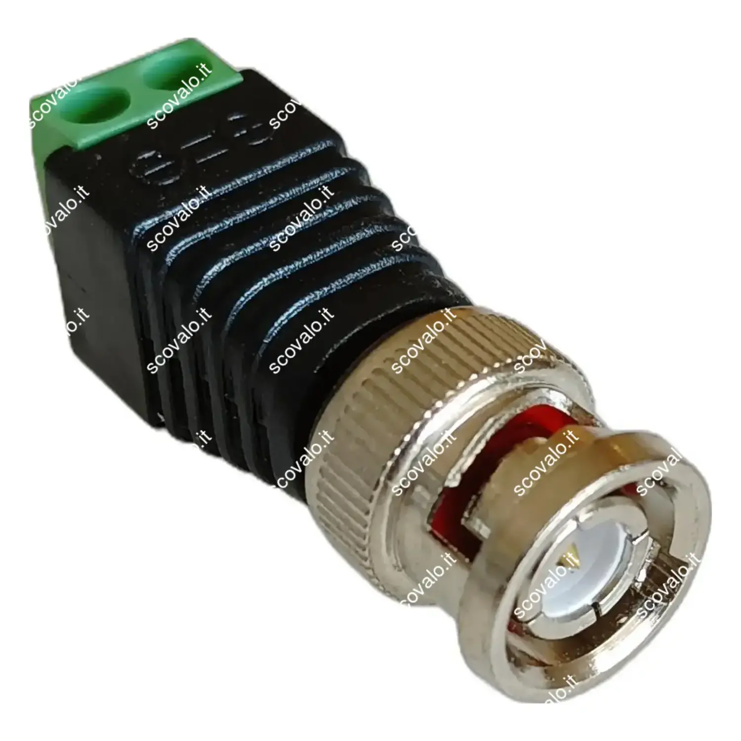 immagine adattatore connettore da BNC a morsetto 2 pin alimentazione telecamere