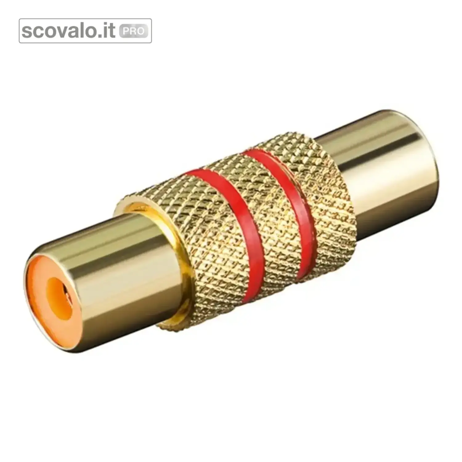immagine del prodotto Adattatore RCA Rosso Giunto Audio 2x Presa con Anello Metallo 2-Way