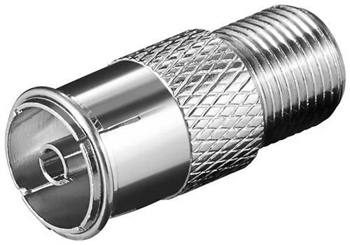 immagine del prodotto adattatore da presa f a presa coassiale tv 9,5 mm rame CE 1 pezzo wnt 67320
