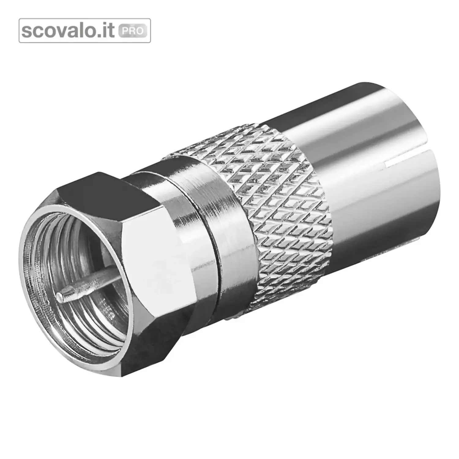 immagine del prodotto Adattatore Spina F a Presa Coassiale TV 9.5mm Rame Antenna SAT DVB-T2