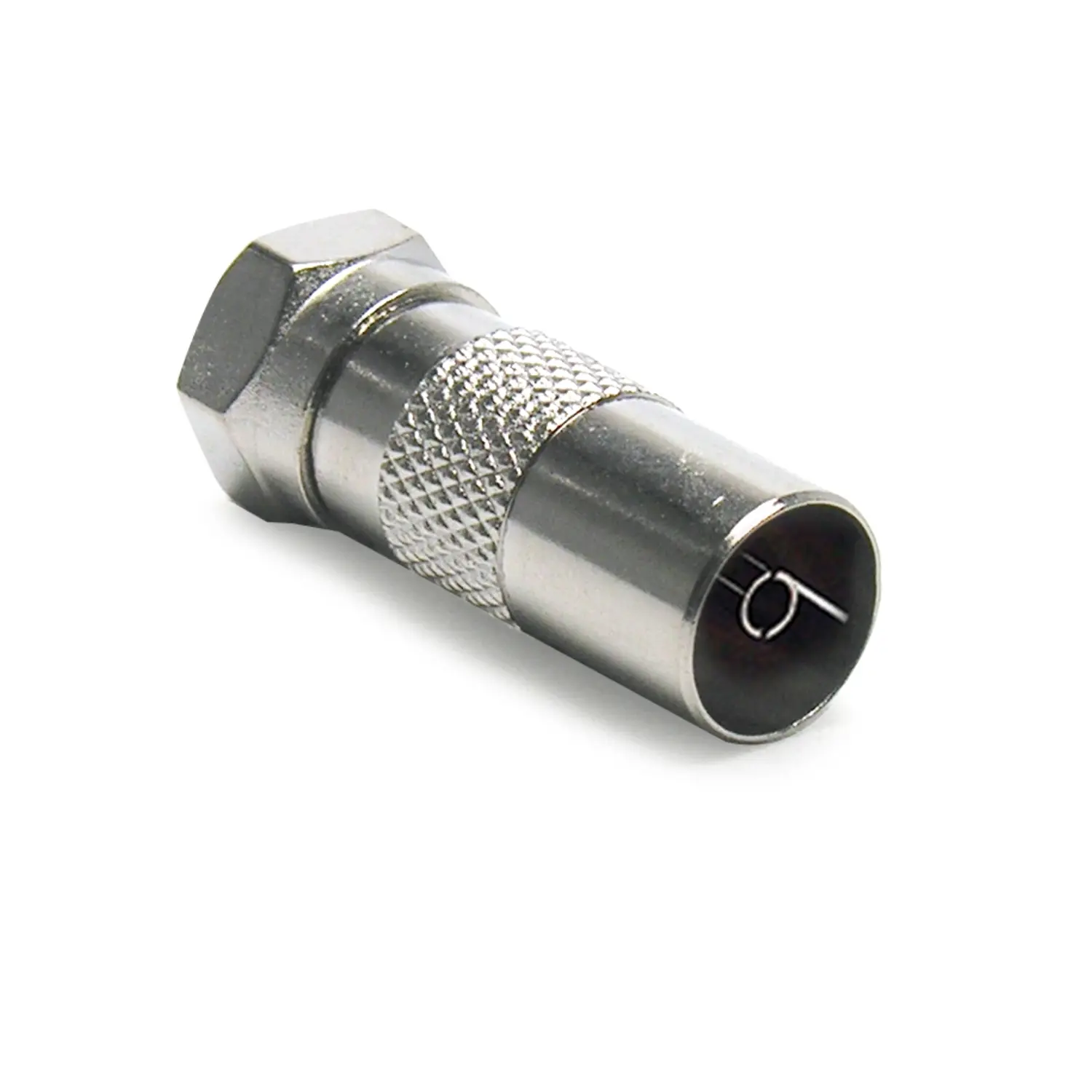 immagine del prodotto adattatore da spina f a presa coassiale tv 9,5 mm zinco