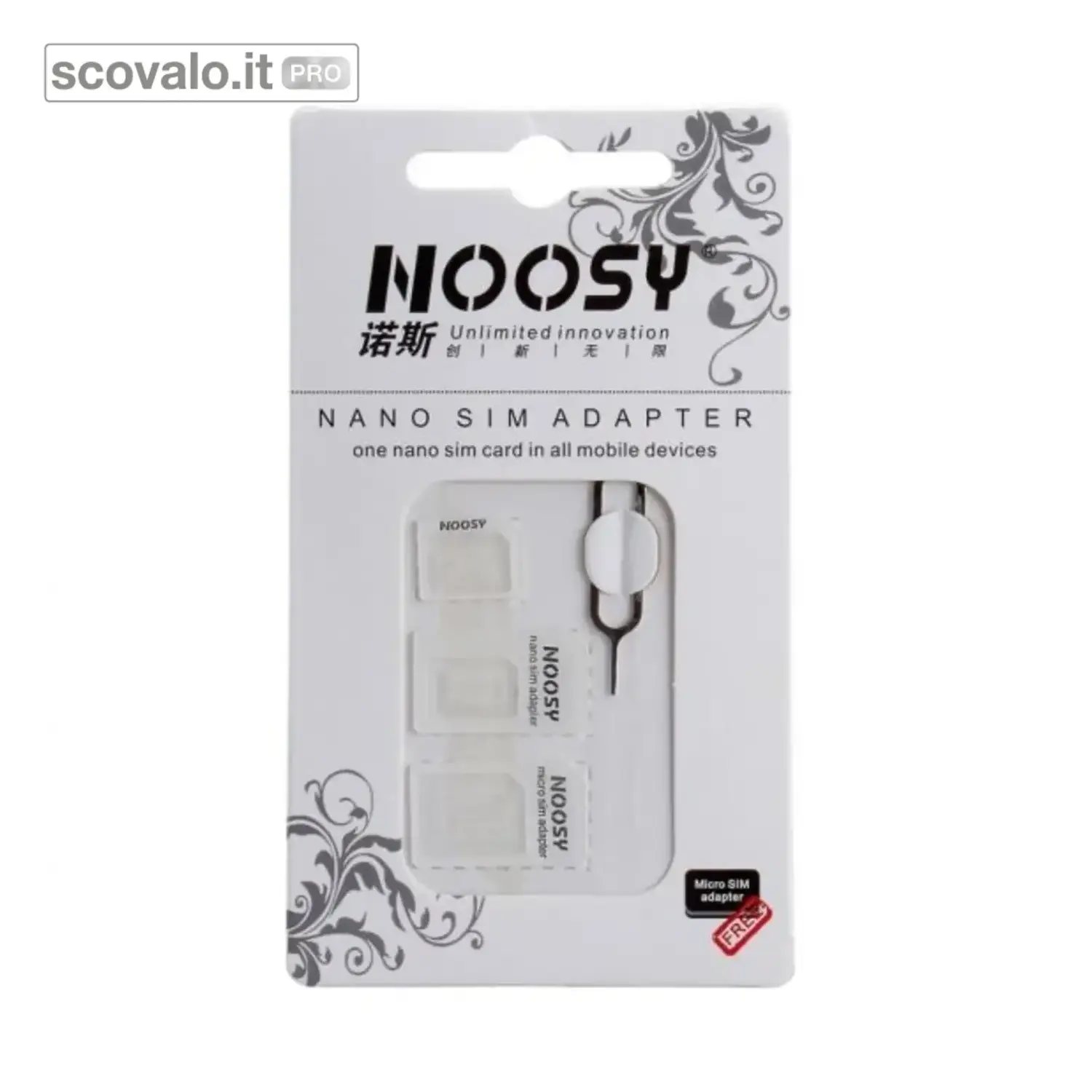 immagine del prodotto Adattatore SIM Nano Micro Standard Kit 3 Pezzi + Estrattore SIM