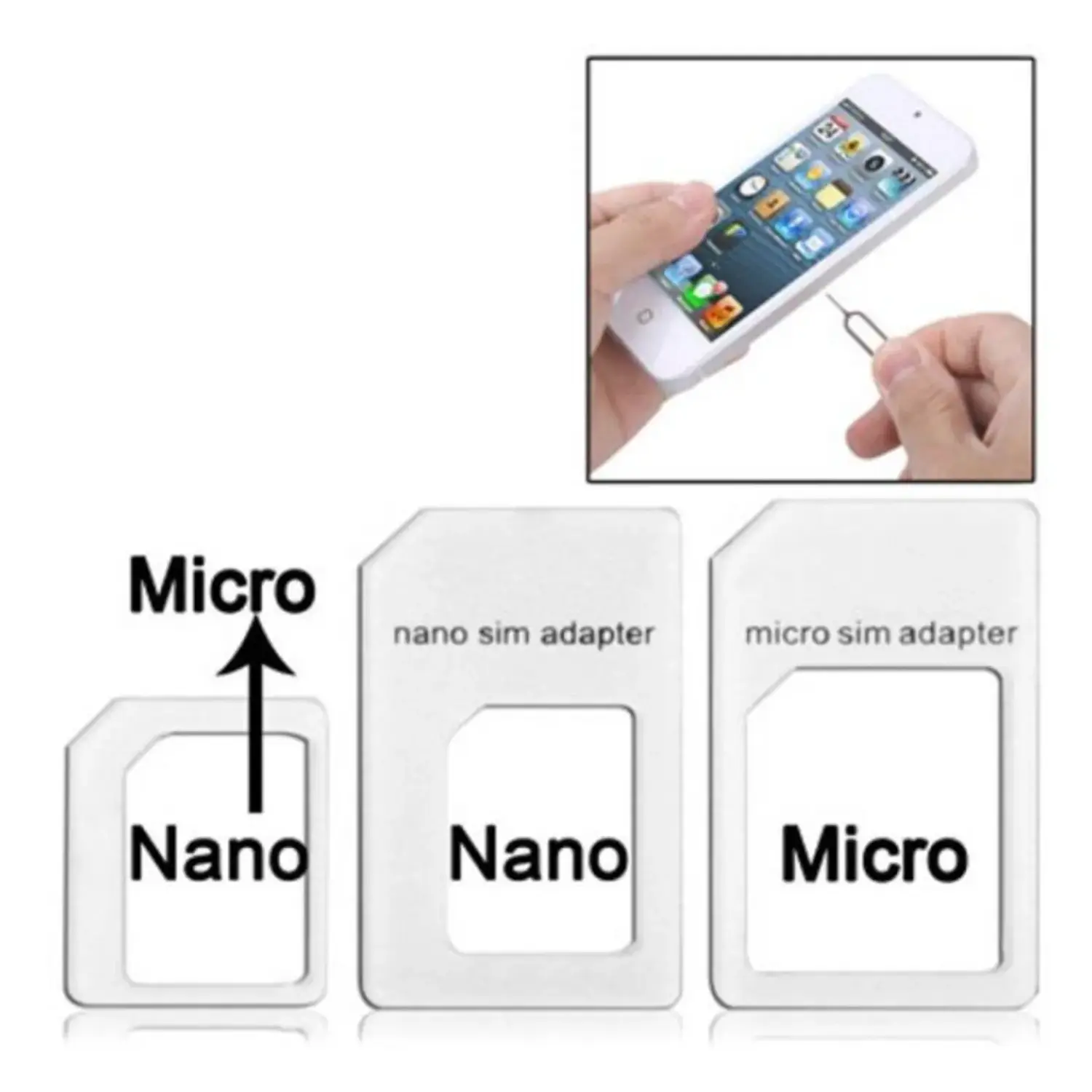 immagine Adattatore SIM Nano Micro Standard Kit 3 Pezzi + Estrattore SIM