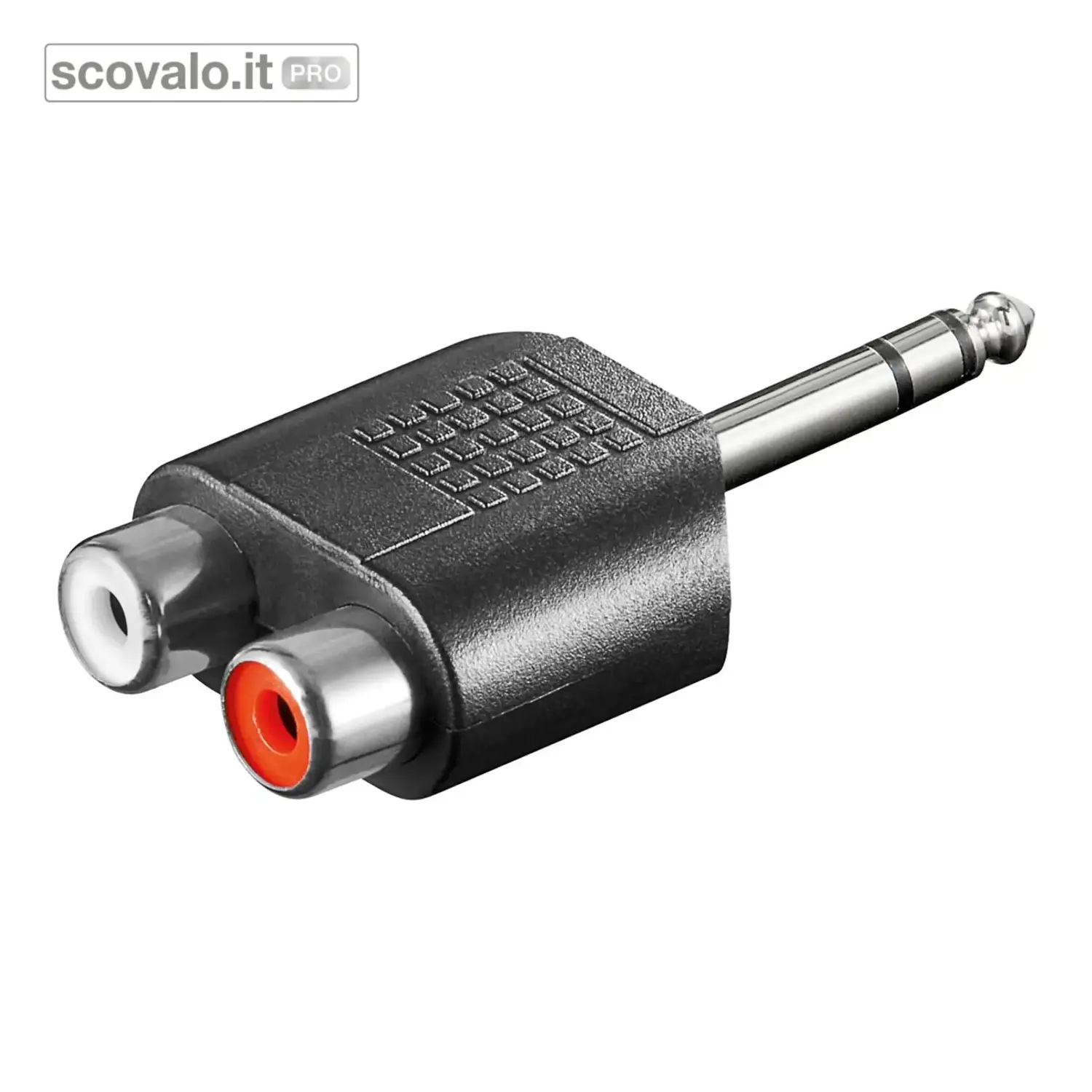 immagine del prodotto Adattatore Jack 6.35mm Stereo a 2 RCA Rosso Bianco Audio Hi-Fi 3-Pin