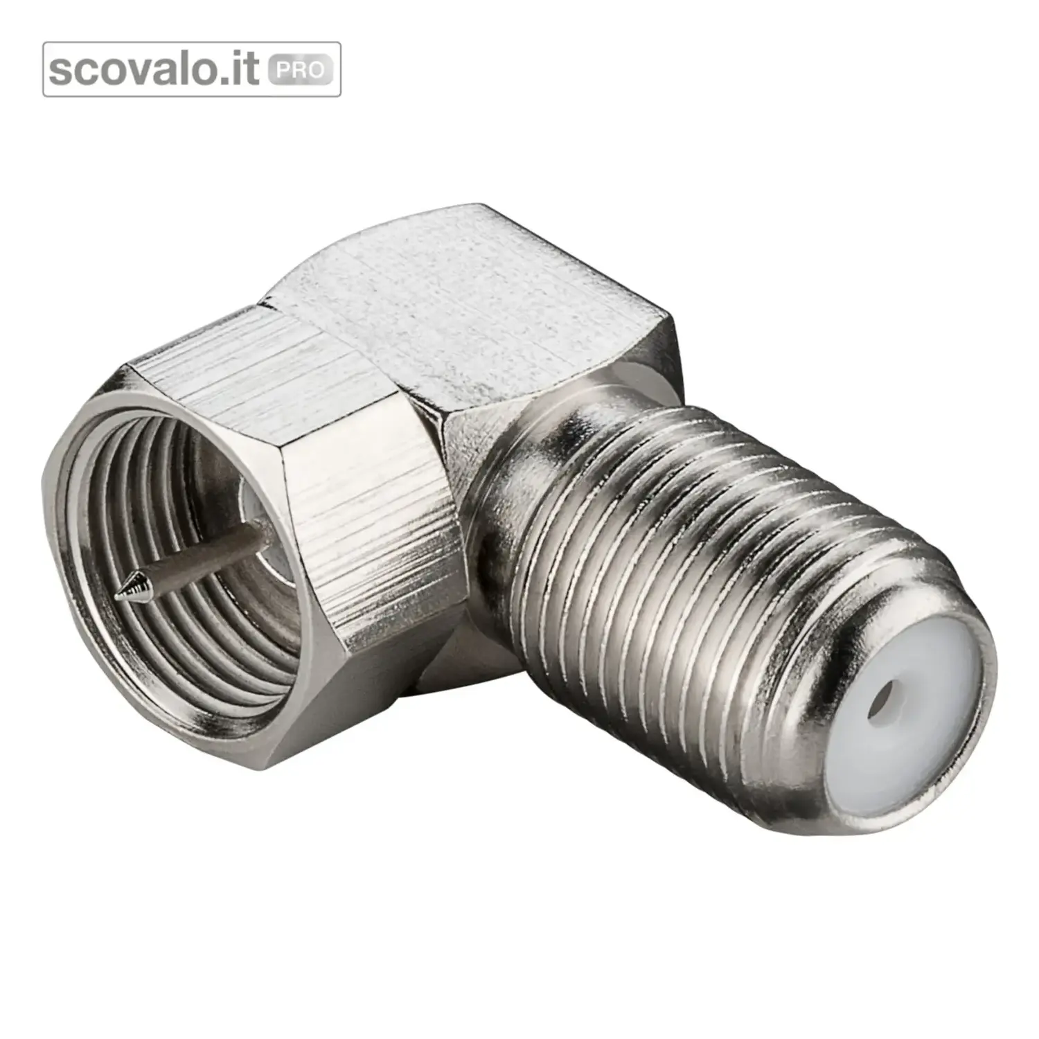 immagine del prodotto Adattatore Spina Satellitare F 90 Gradi Angolato Rame Salva Spazio