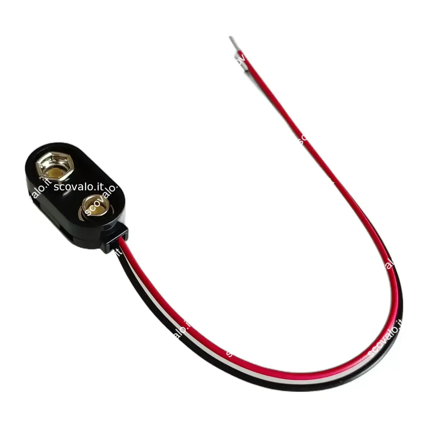 immagine aggancio clip batteria 9 volt con cavo di connessione pila transistor