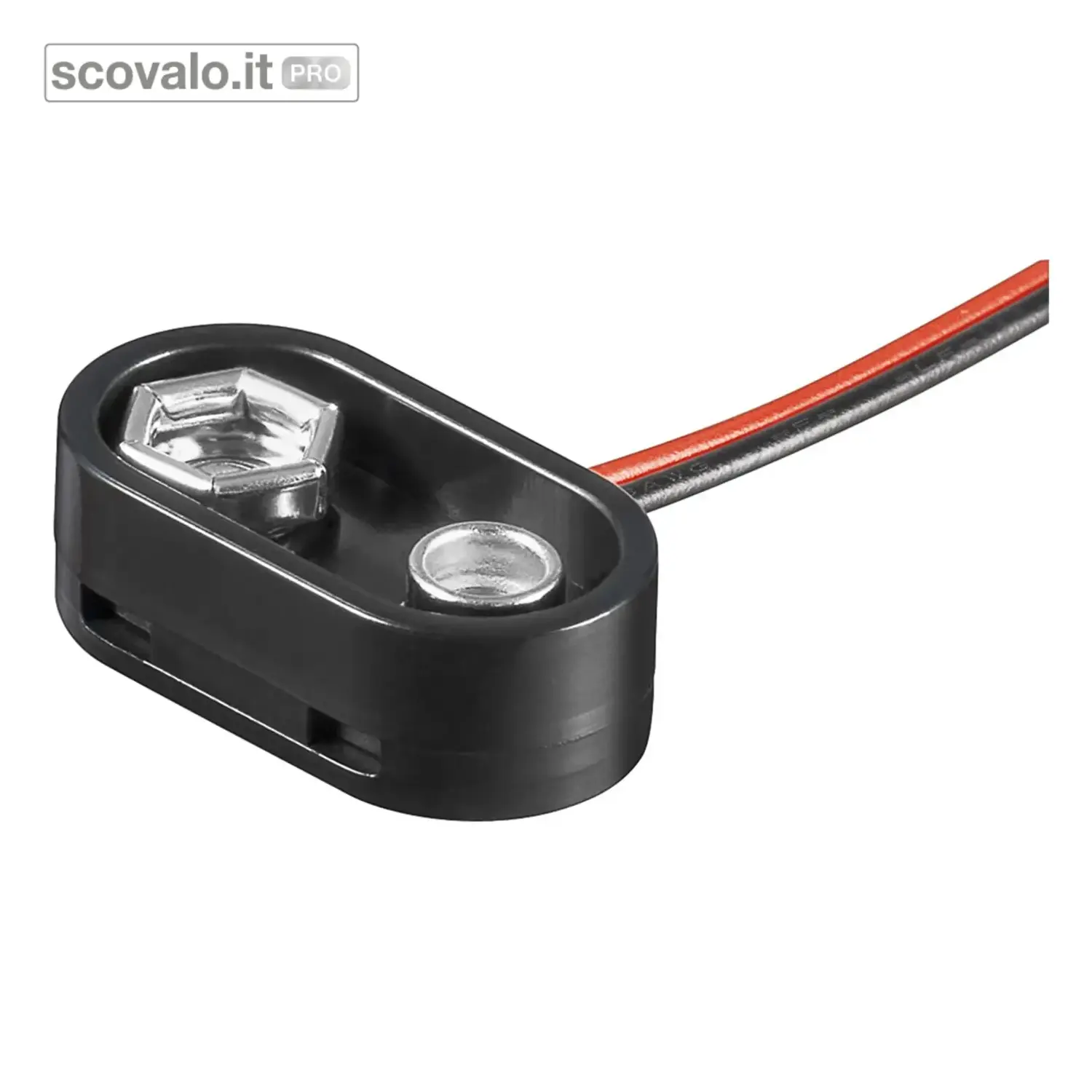 immagine del prodotto Connettore Batteria 9V Clip con Cavo 150mm Rosso/Nero 24,5x12,8mm