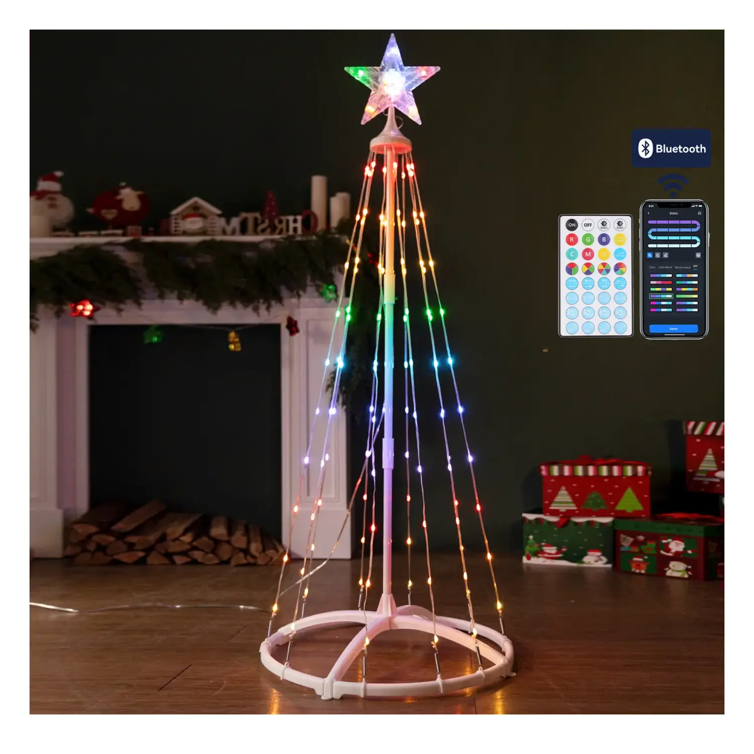 immagine del prodotto Albero di Natale luminoso a basso voltaggio Bluetooth a cono RGBIC 1.8m