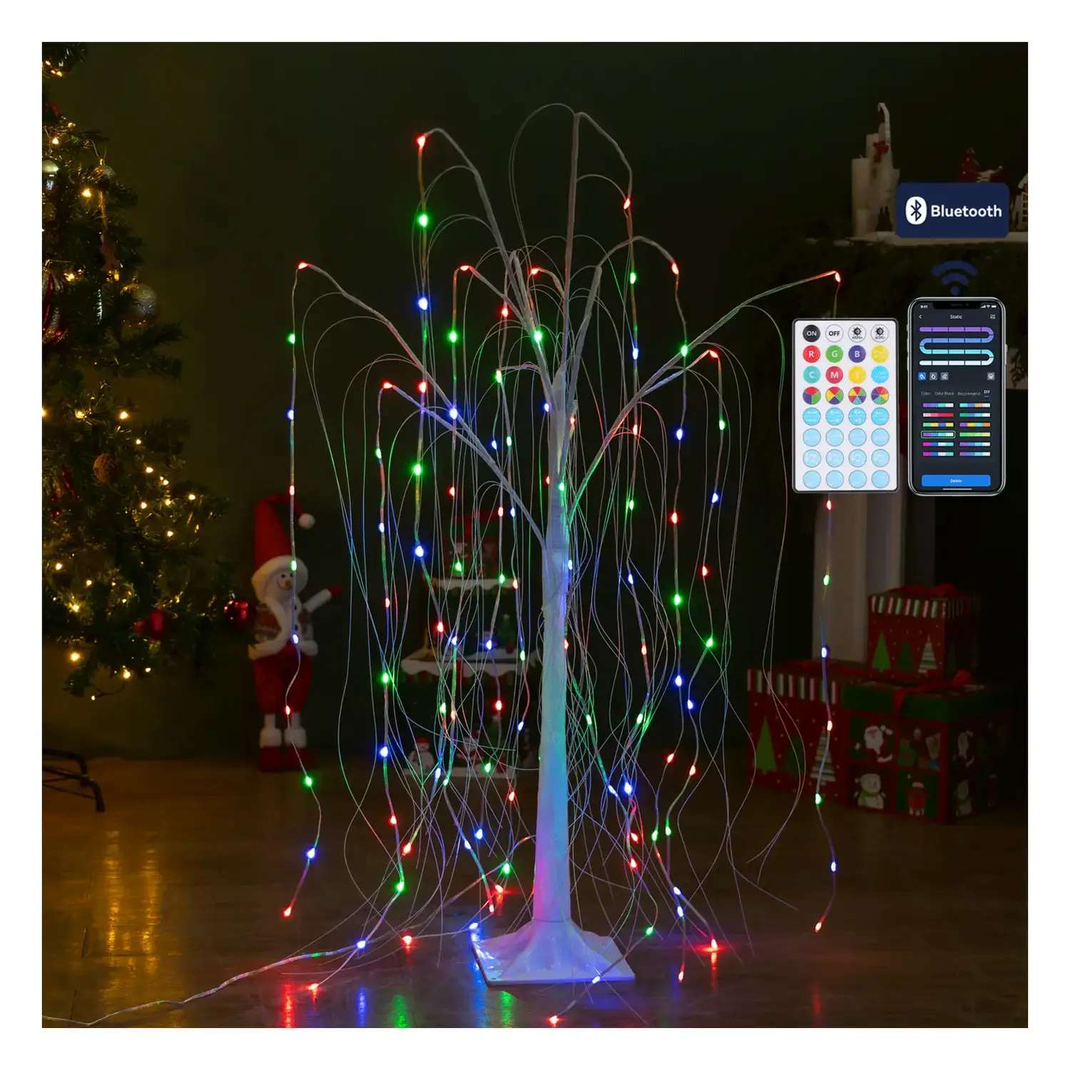 immagine del prodotto Albero di Natale luminoso a basso voltaggio Bluetooth a salice RGBIC 1.8m