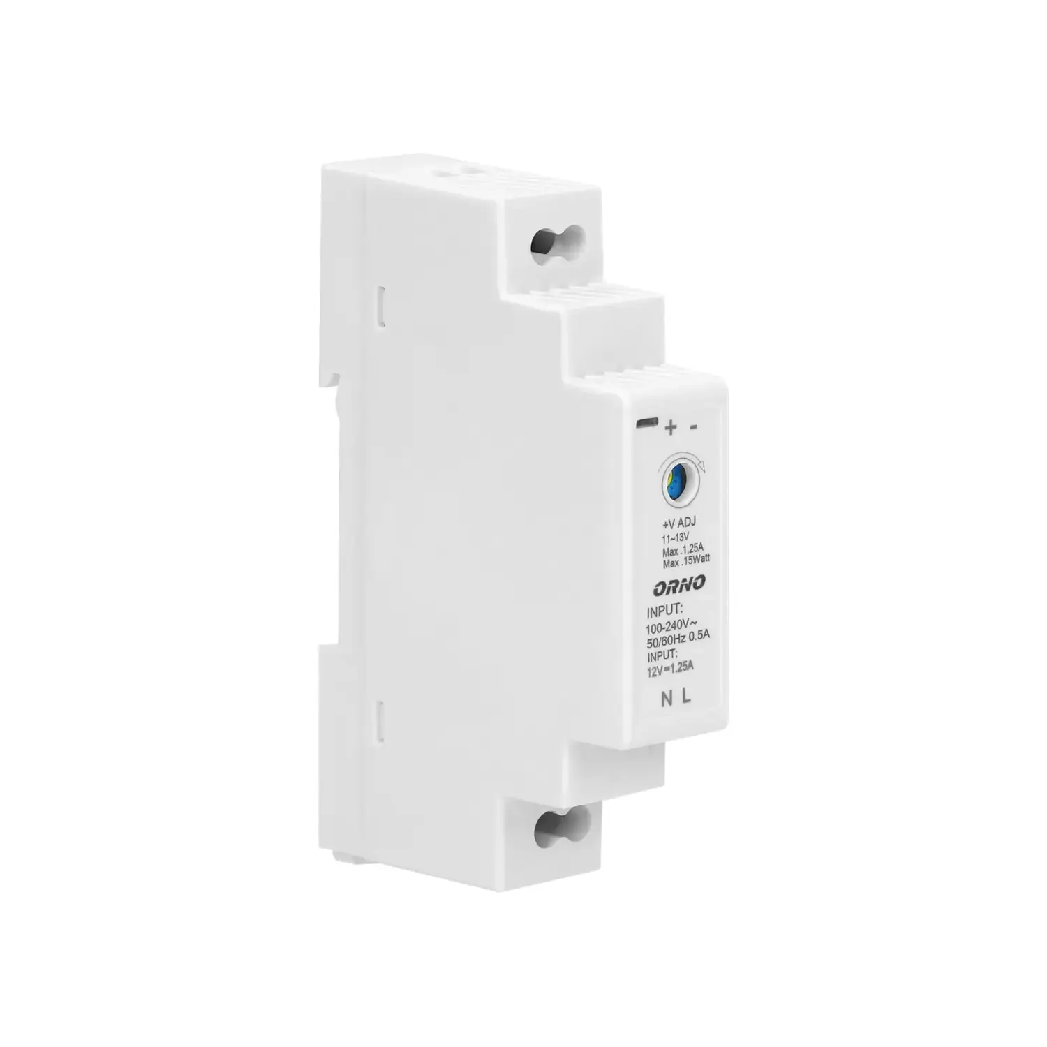 immagine alimentatore trasformatore barra din switching dc 15 watt 1,25a 12 volt 1 modulo