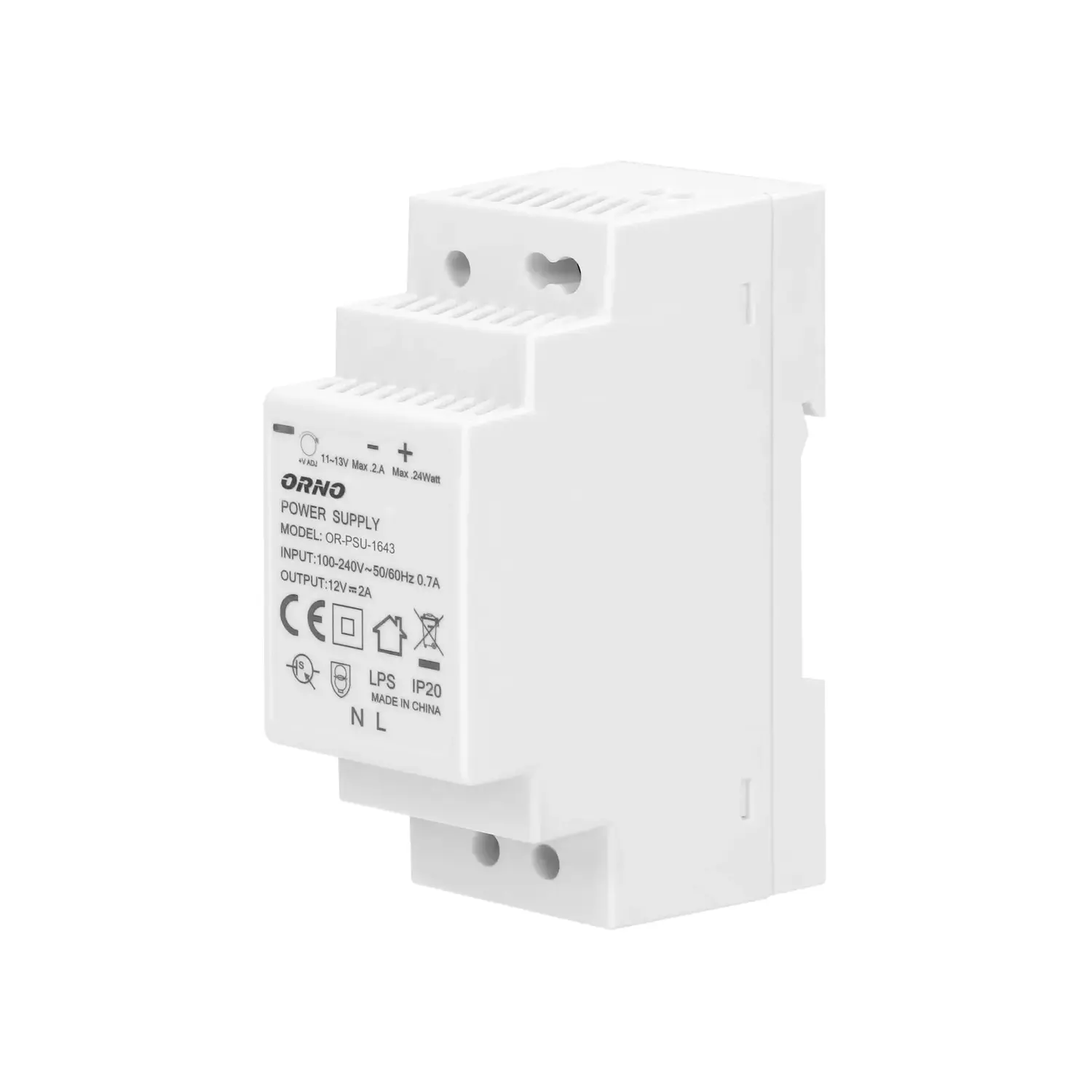 immagine del prodotto alimentatore trasformatore barra din switching dc 24 watt 2a 12 volt 2 moduli