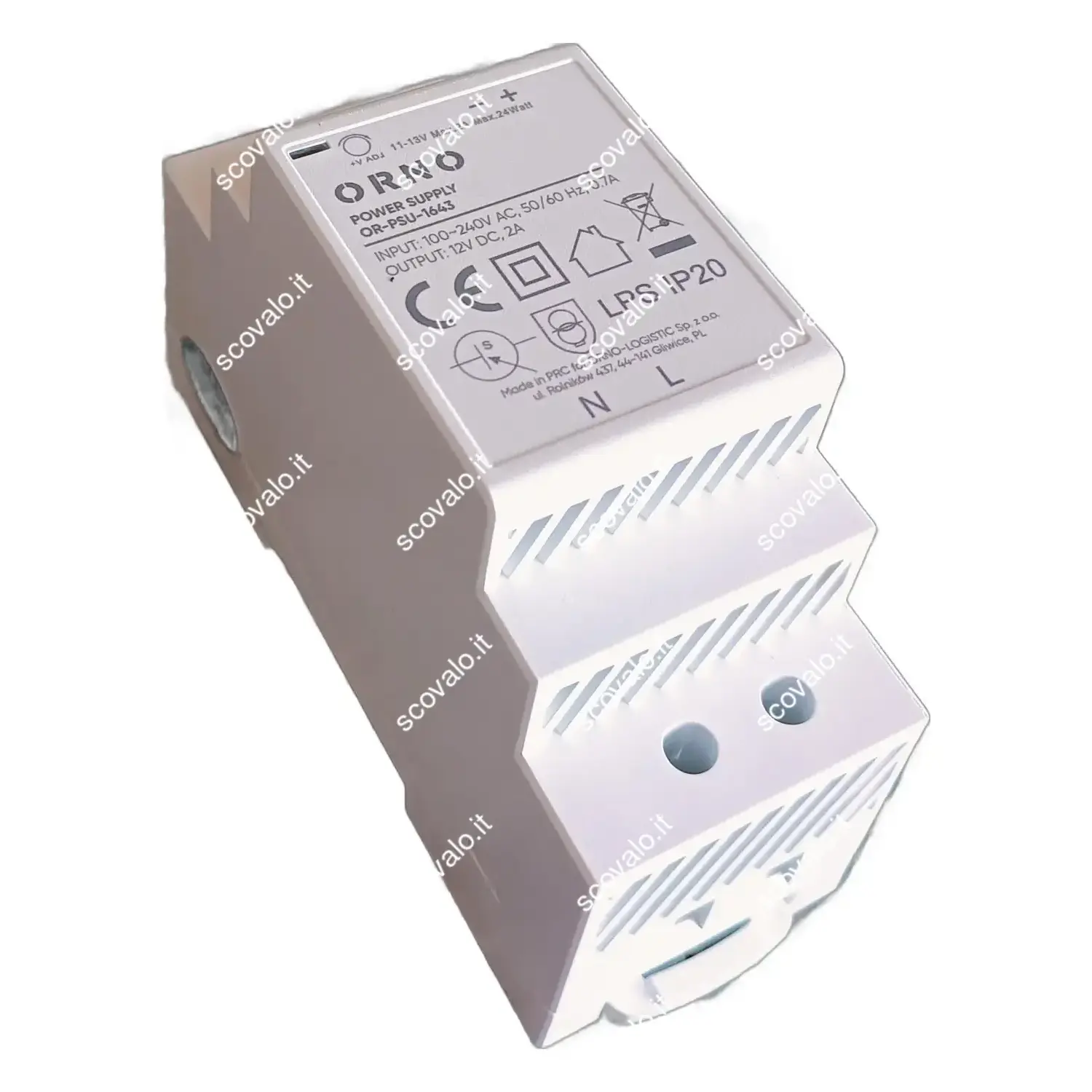 immagine alimentatore trasformatore barra din switching dc 24 watt 2a 12 volt 2 moduli