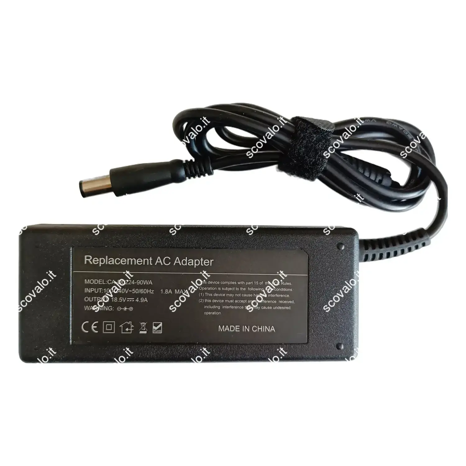 immagine alimentatore caricabatteria notebook hp 90 watt spina grande dc 7.4 x 5mm