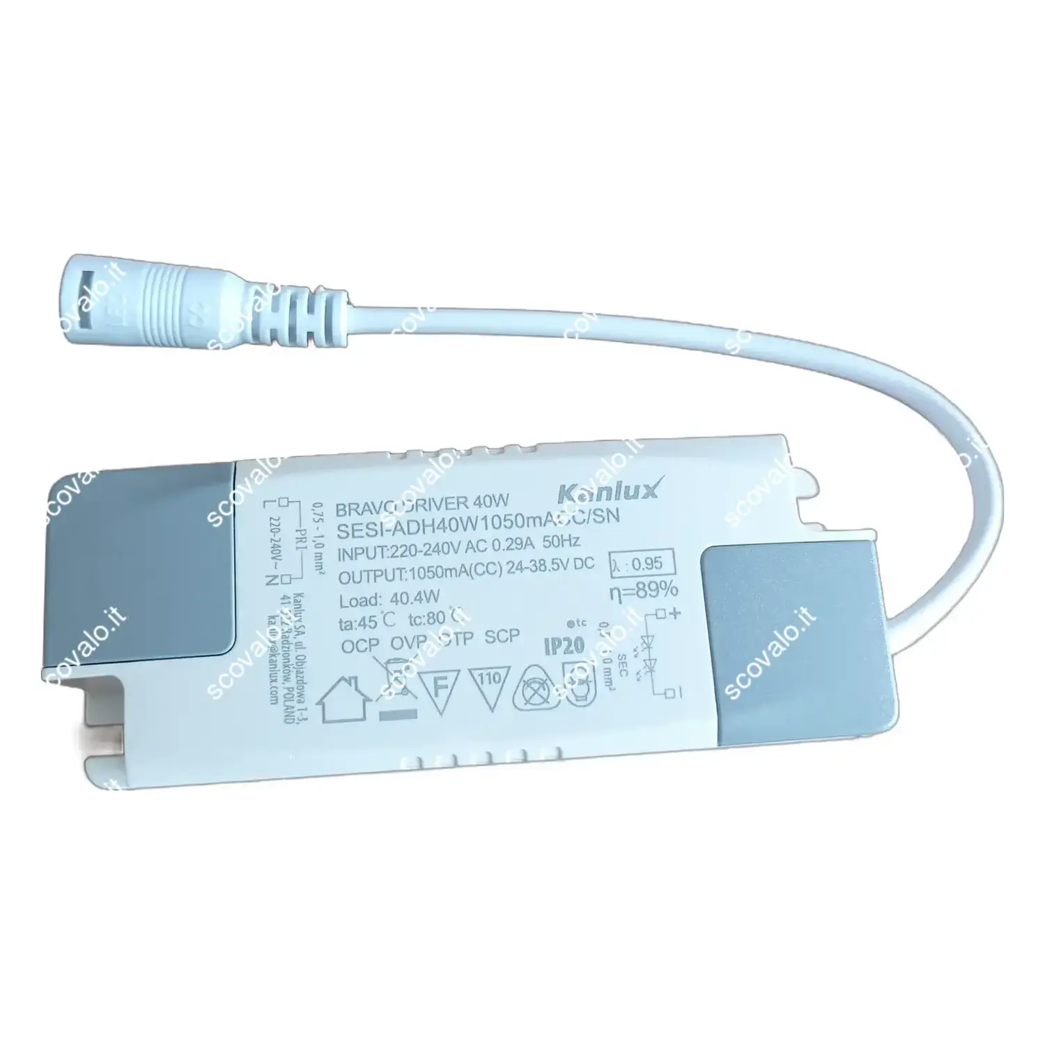 immagine alimentatore driver pannello led 24-38.5 volt stabilizzato trasformatore 40 watt