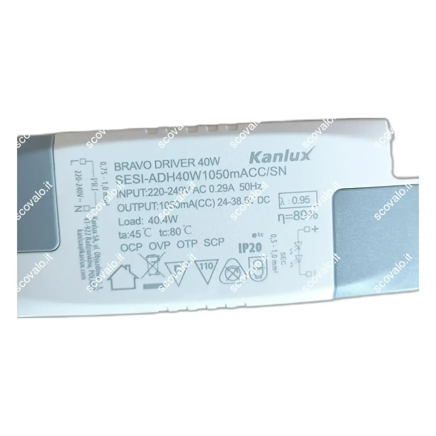 immagine alimentatore driver pannello led 24-38.5 volt stabilizzato trasformatore 40 watt