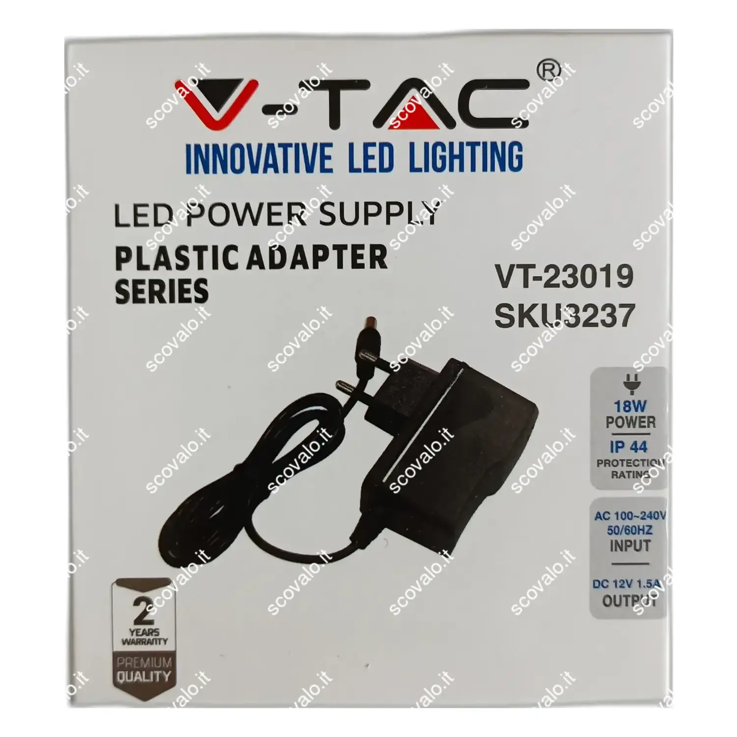 immagine alimentatore in plastica striscia luci led 1.5A 18 watt nero 12 volt