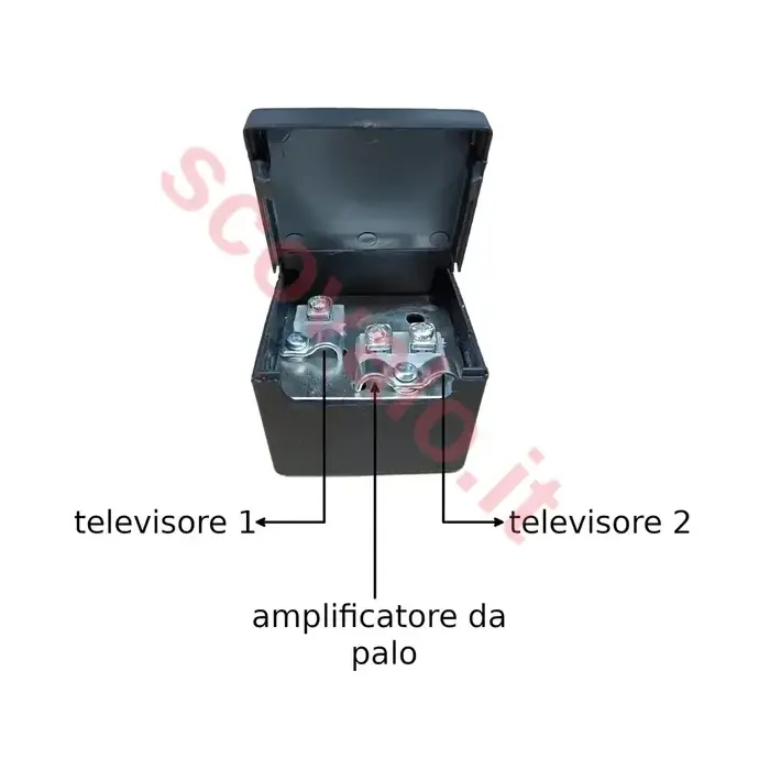 immagine alimentatore per amplificatore tv 120 ma digitale terrestre 1 ingresso 2 uscite