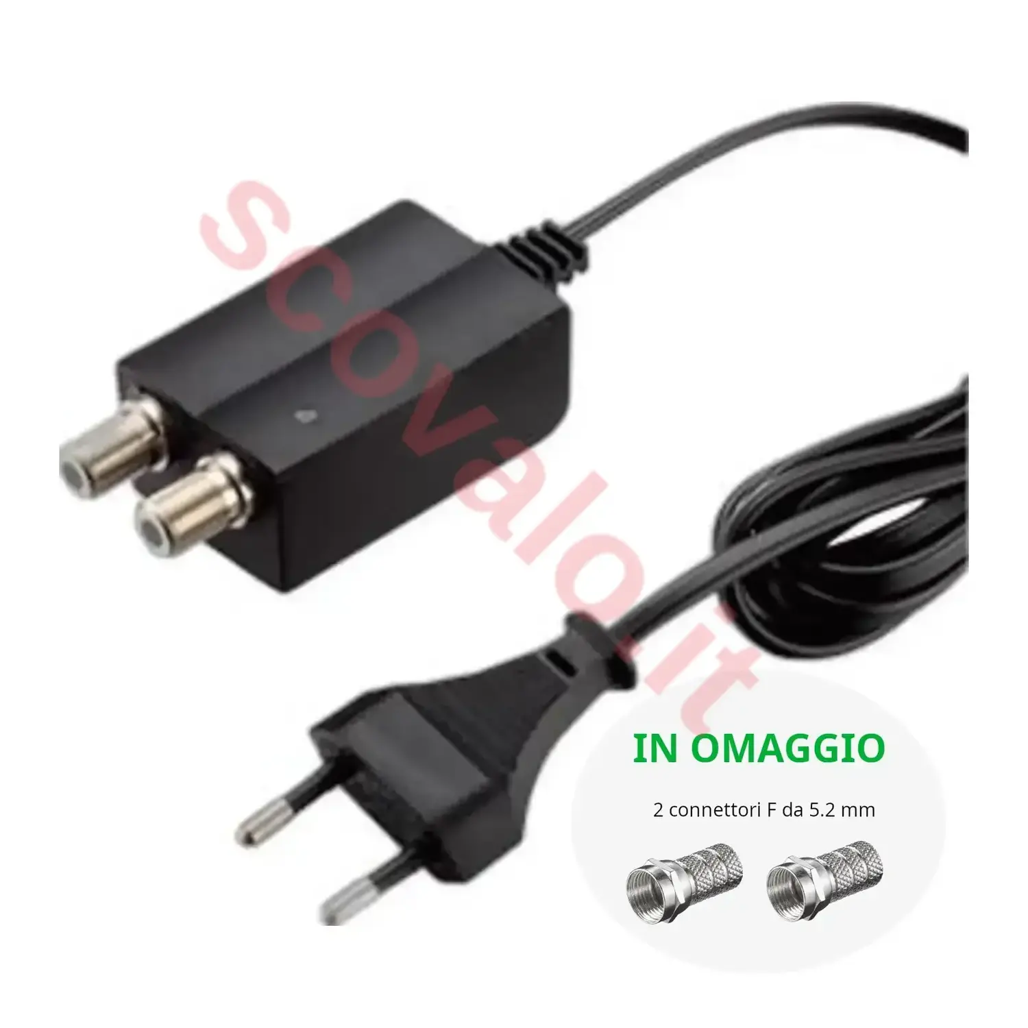 immagine del prodotto alimentatore per amplificatore antenna tv 5g 450mA mini 1 ingresso 1 uscita