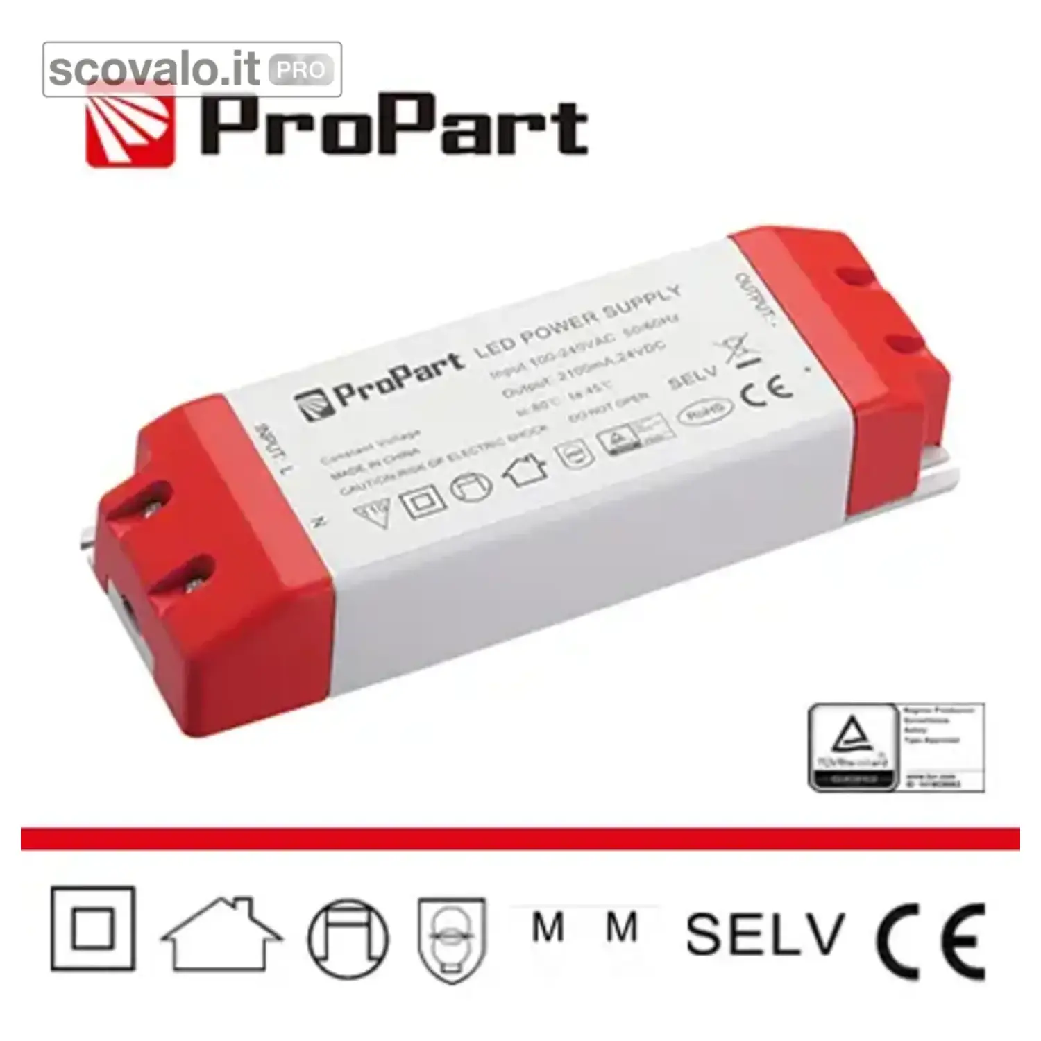 immagine del prodotto Alimentatore Switching 24V 100W 4.16A IP20 LED Driver 180x66x32mm