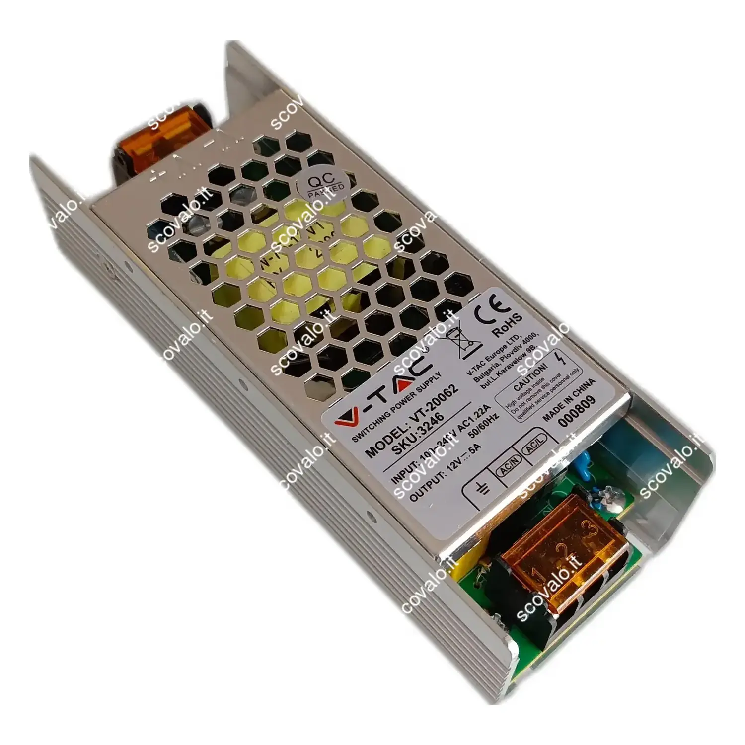 immagine alimentatore striscia led 12 volt stabilizzato trasformatore 220v 60 watt 5a