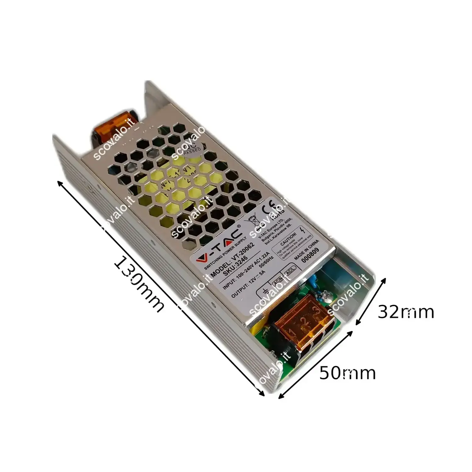 immagine alimentatore striscia led 12 volt stabilizzato trasformatore 220v 60 watt 5a