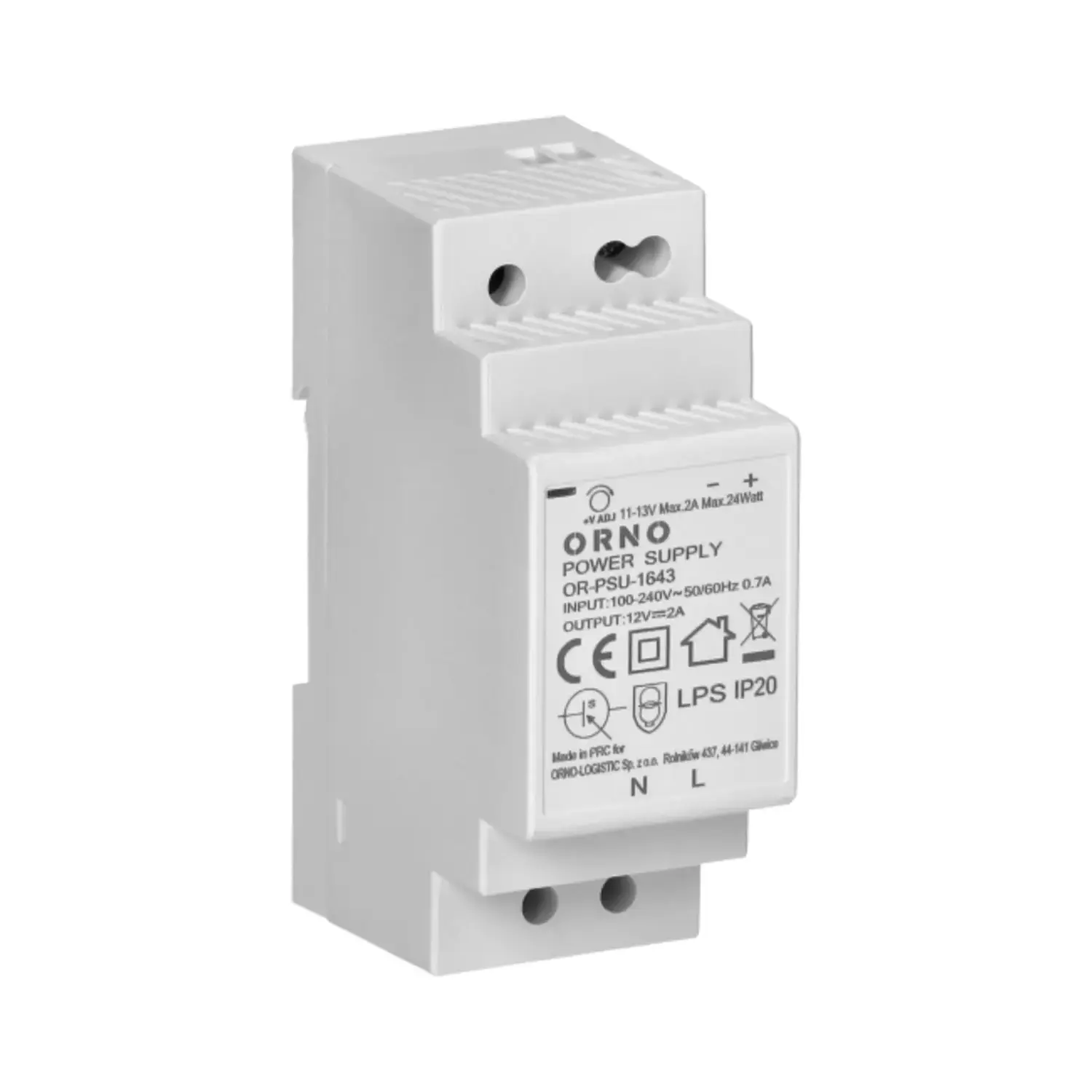 immagine Alimentatore DIN Rail 12V 24W 2A Switching DC 2 Moduli 100-250V IP20