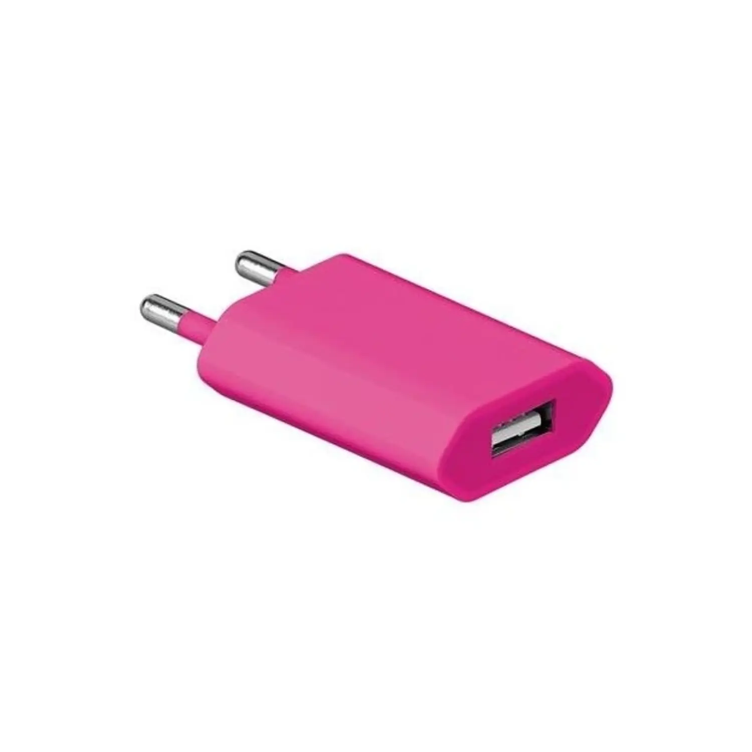 immagine del prodotto alimentatore carica batteria usb 1A carica cellulari e smartphone rosa