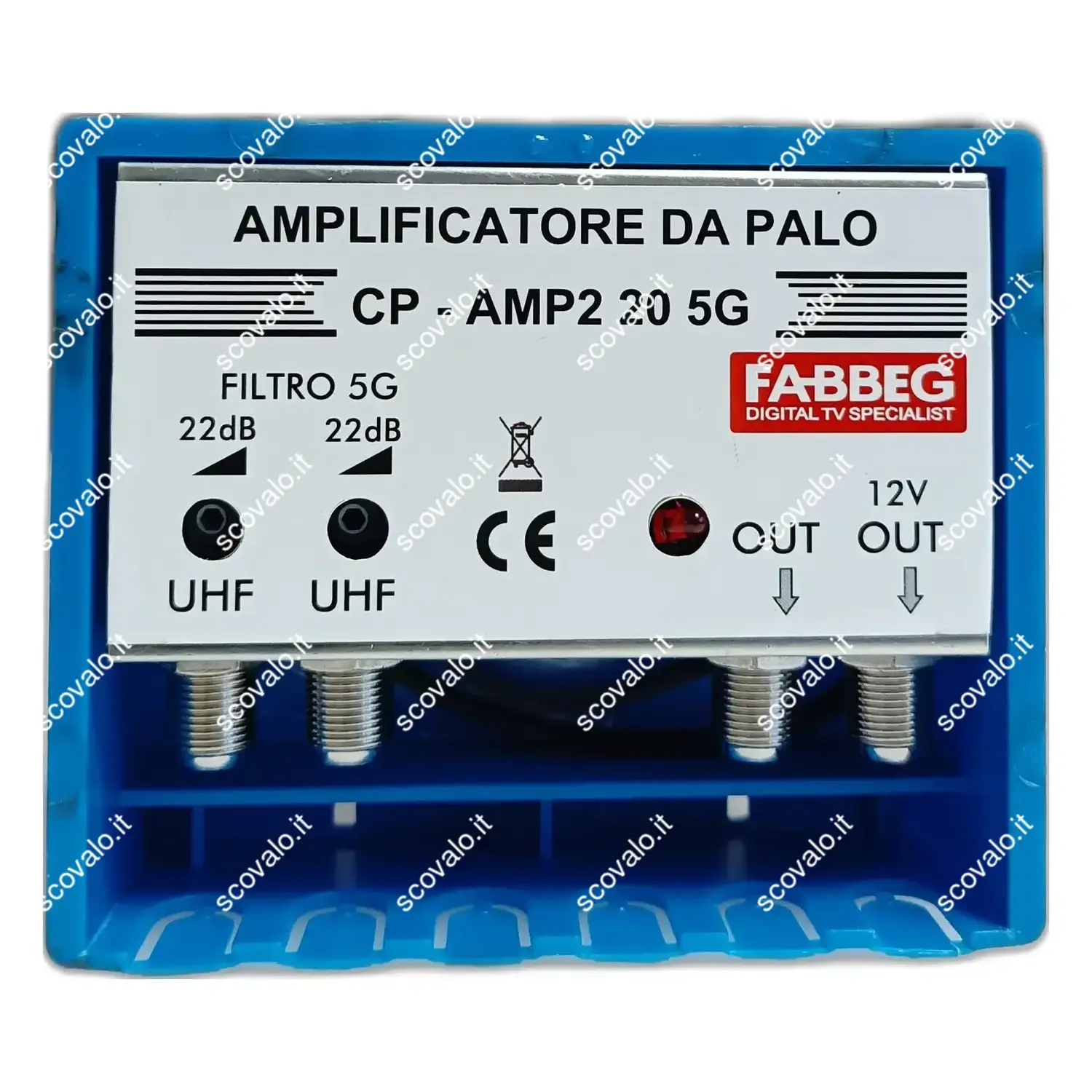 immagine amplificatore antenna tv da palo digitale terrestre 2 uhf 2 uscite 22db