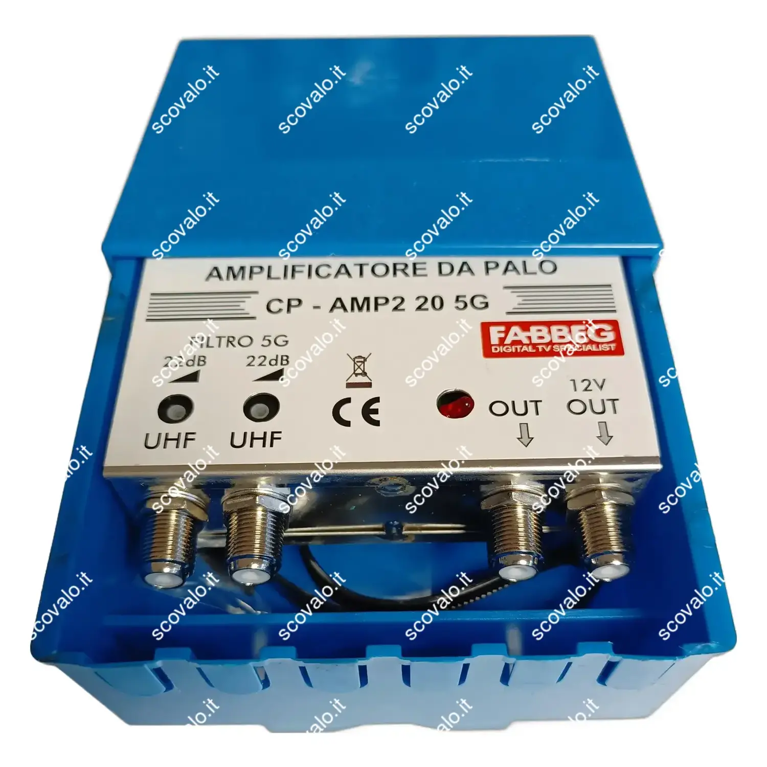 immagine amplificatore antenna tv da palo digitale terrestre 2 uhf 2 uscite 22db