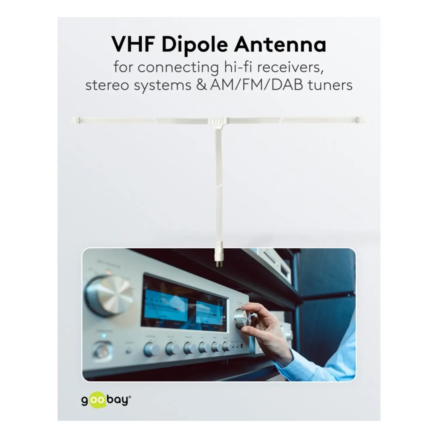 immagine Antenna Radio DAB FM AM Coassiale 9.5mm Dipoli 80cm Cavo 1.75m 75 Ohm