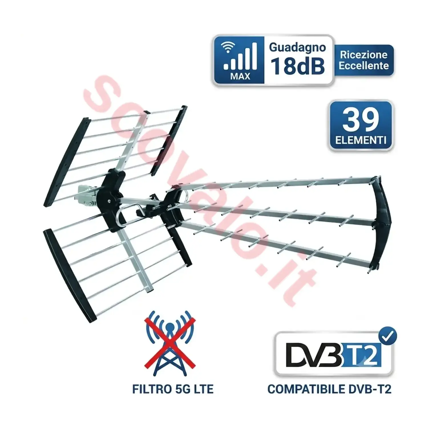 immagine Antenna TV UHF Metronic 39 Elementi 18dB Digitale Terrestre Filtro 5G DVB-T2