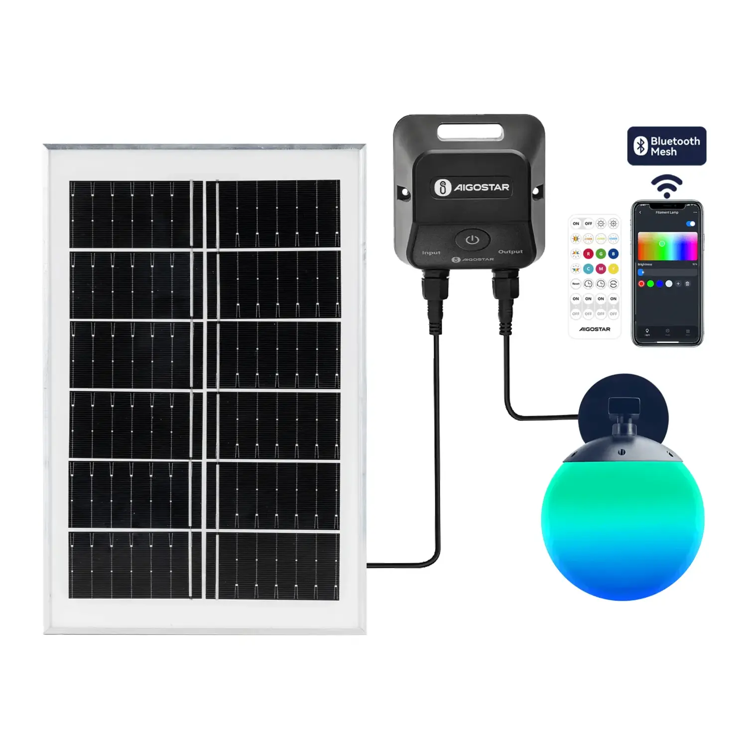 immagine del prodotto Applique solare smart Mirage con rete Bluetooth, 20W RGBCCT