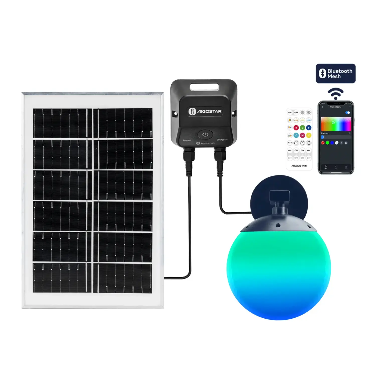 immagine del prodotto Applique solare smart Mirage con rete Bluetooth, 20W RGBCCT