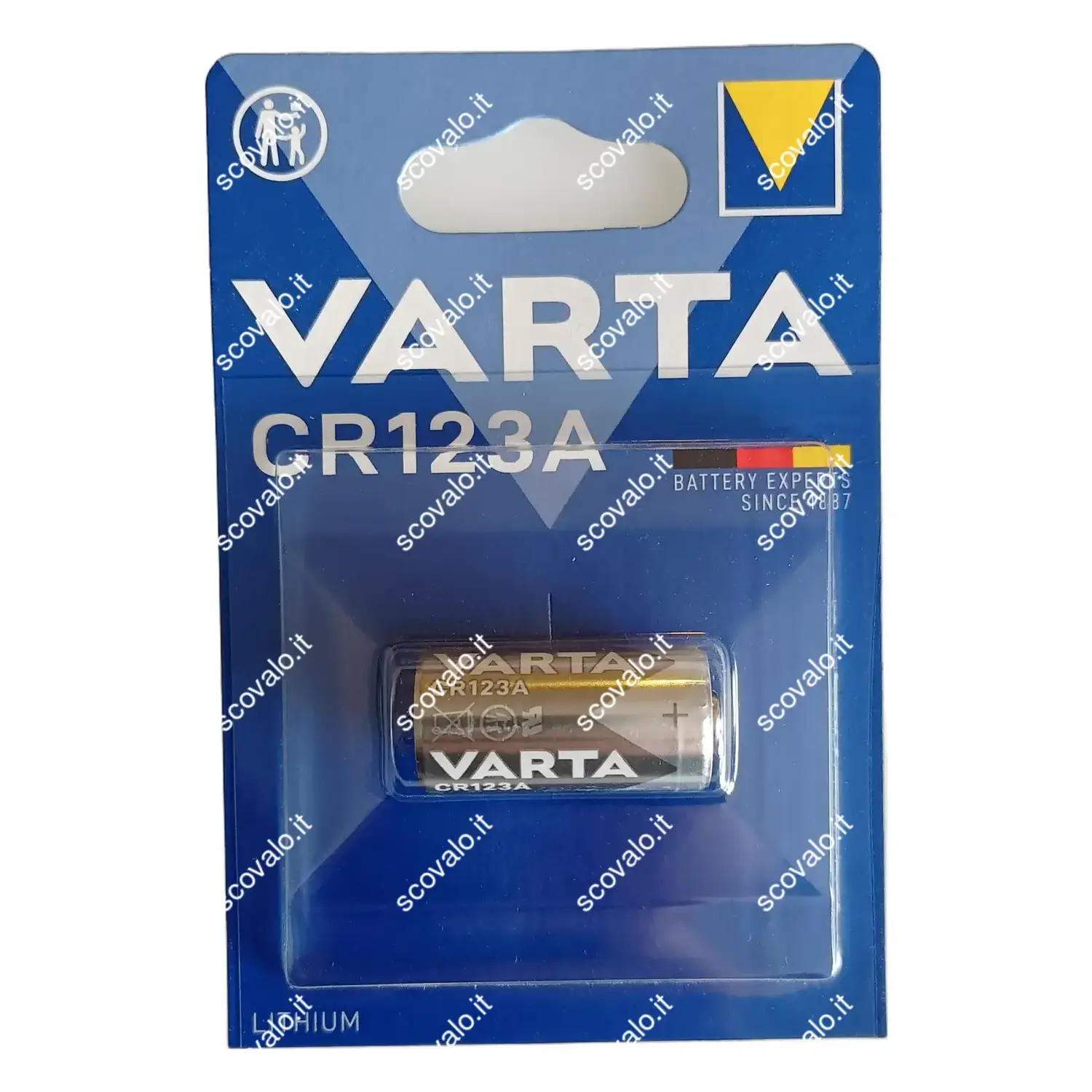 immagine batteria al litio cr123a sensore allarme antifurto pila 3 volt