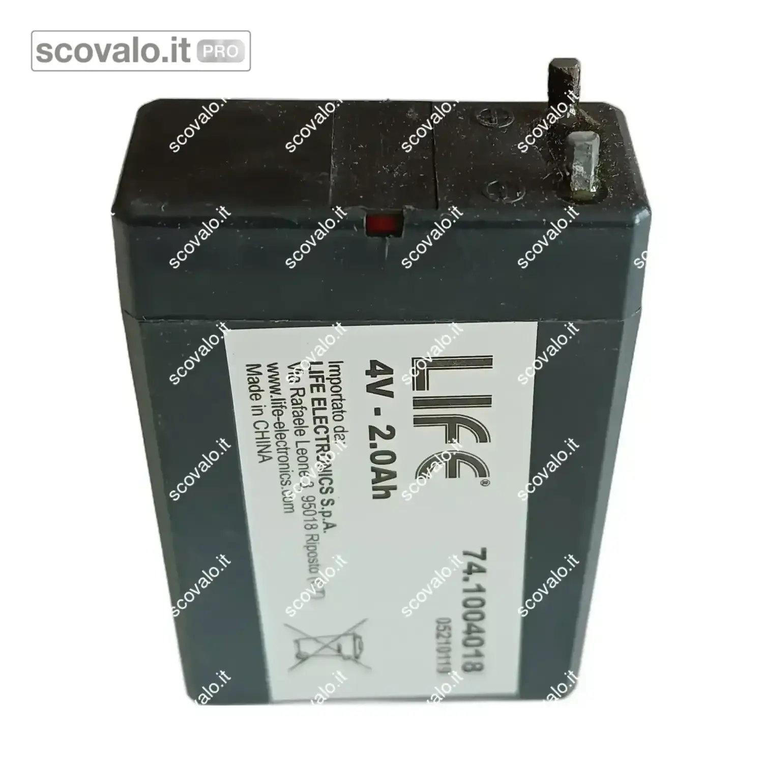 immagine del prodotto Batteria al Piombo Ricaricabile 4V 2Ah Lampada Emergenza Sirena 80mm