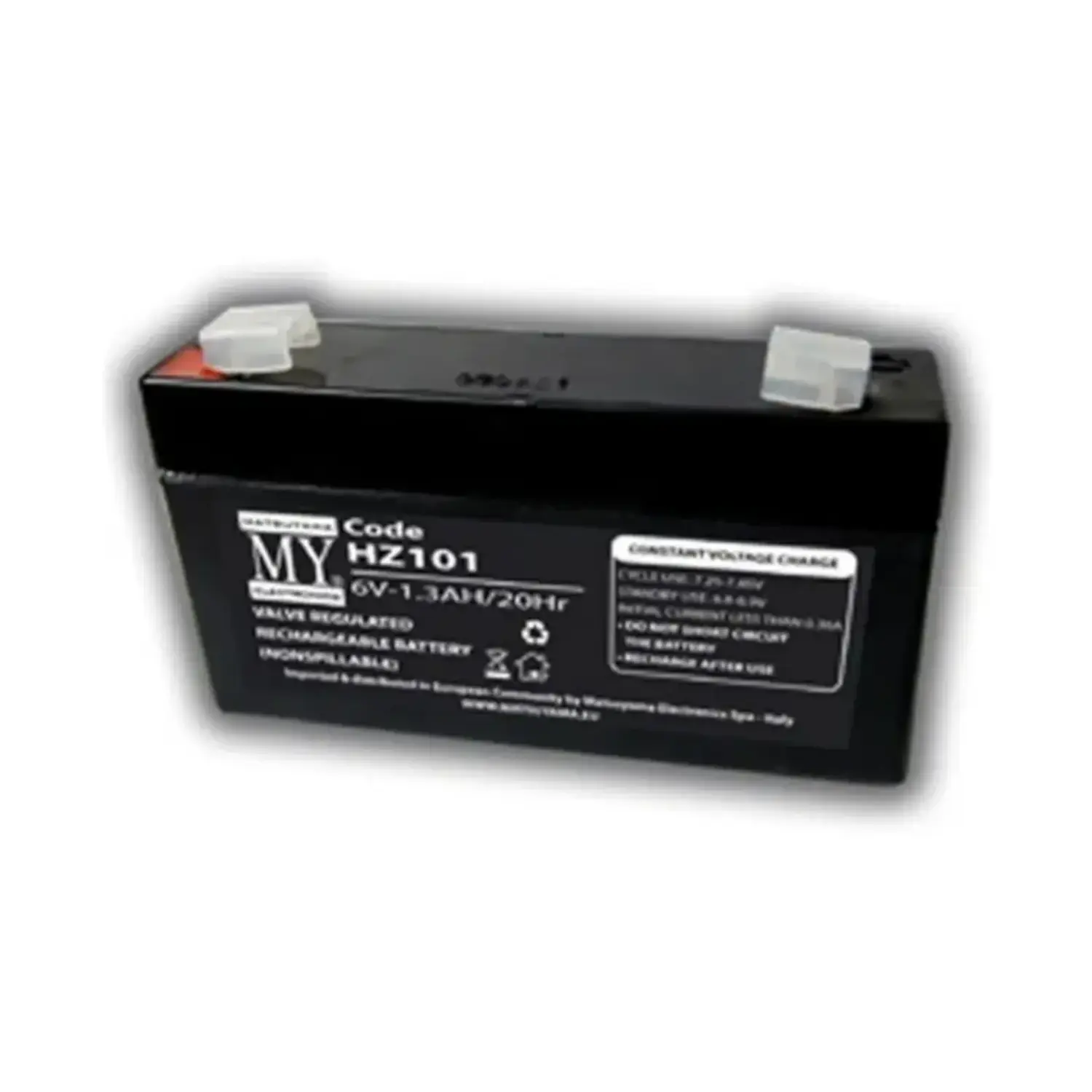 immagine batteria al piombo ricaricabile lampada emergenza 1,3ah 6 volt