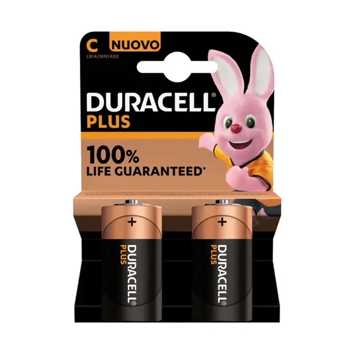 immagine batteria alcalina duracell 2 pezzi mezza torcia c