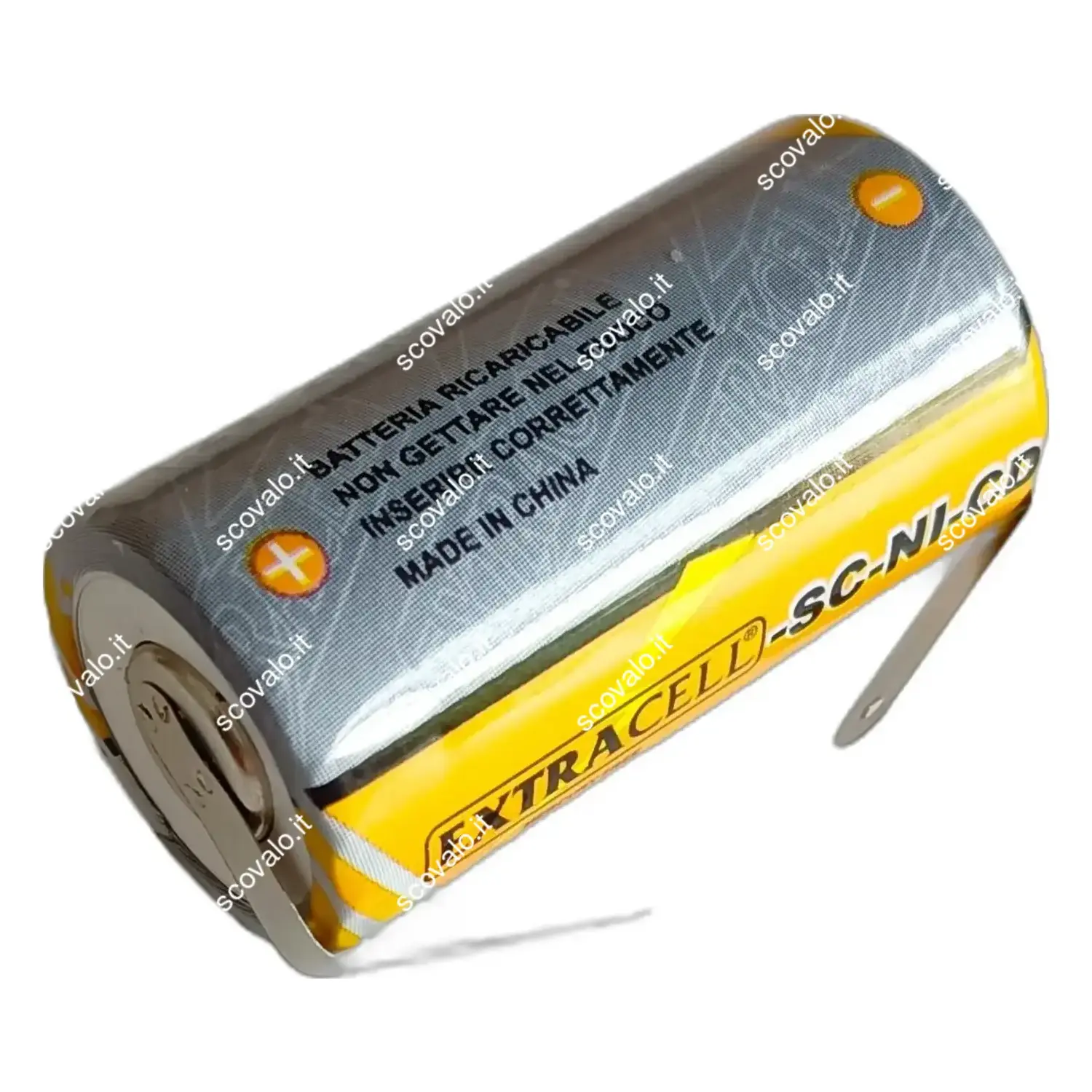 immagine batteria ricaricabile ni-cd con lamelle 2000mAh 22x42mm sc 1,2 volt