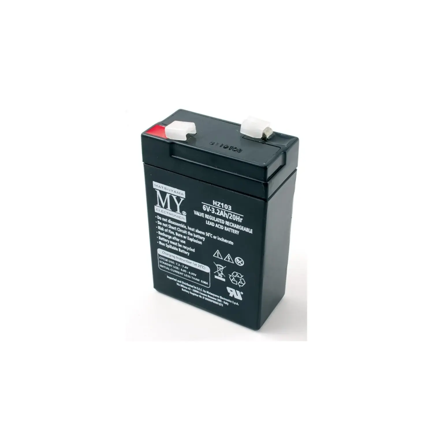 batteria al piombo ricaricabile lampada emergenza 3,2ah 6 volt