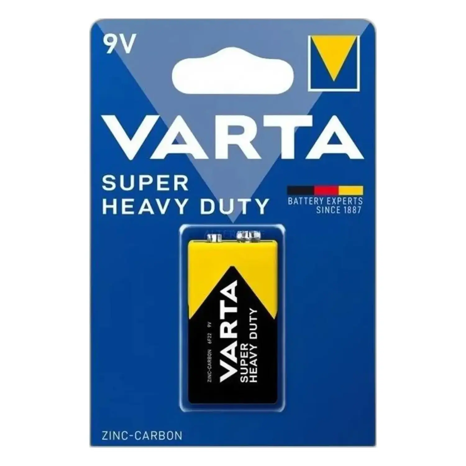 immagine batteria varta zinco carbone superlife pila 6F22 transistor 9v