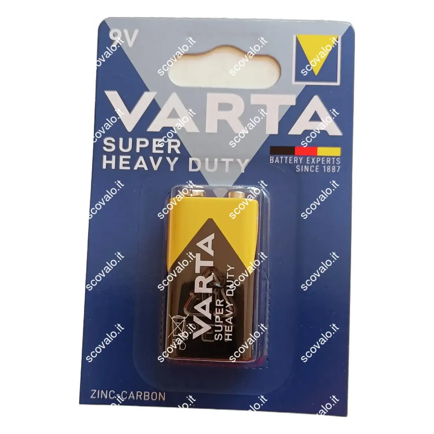 immagine batteria varta zinco carbone superlife pila 6F22 transistor 9v